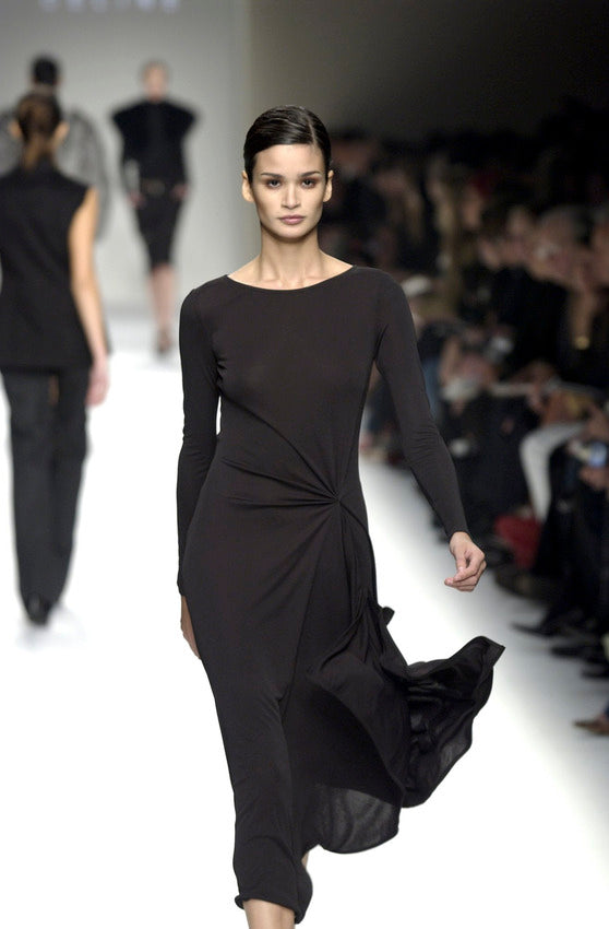 Celine Fall 2002 Runway Black Gathered Detail Dress