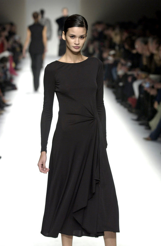 Celine Fall 2002 Runway Black Gathered Detail Dress