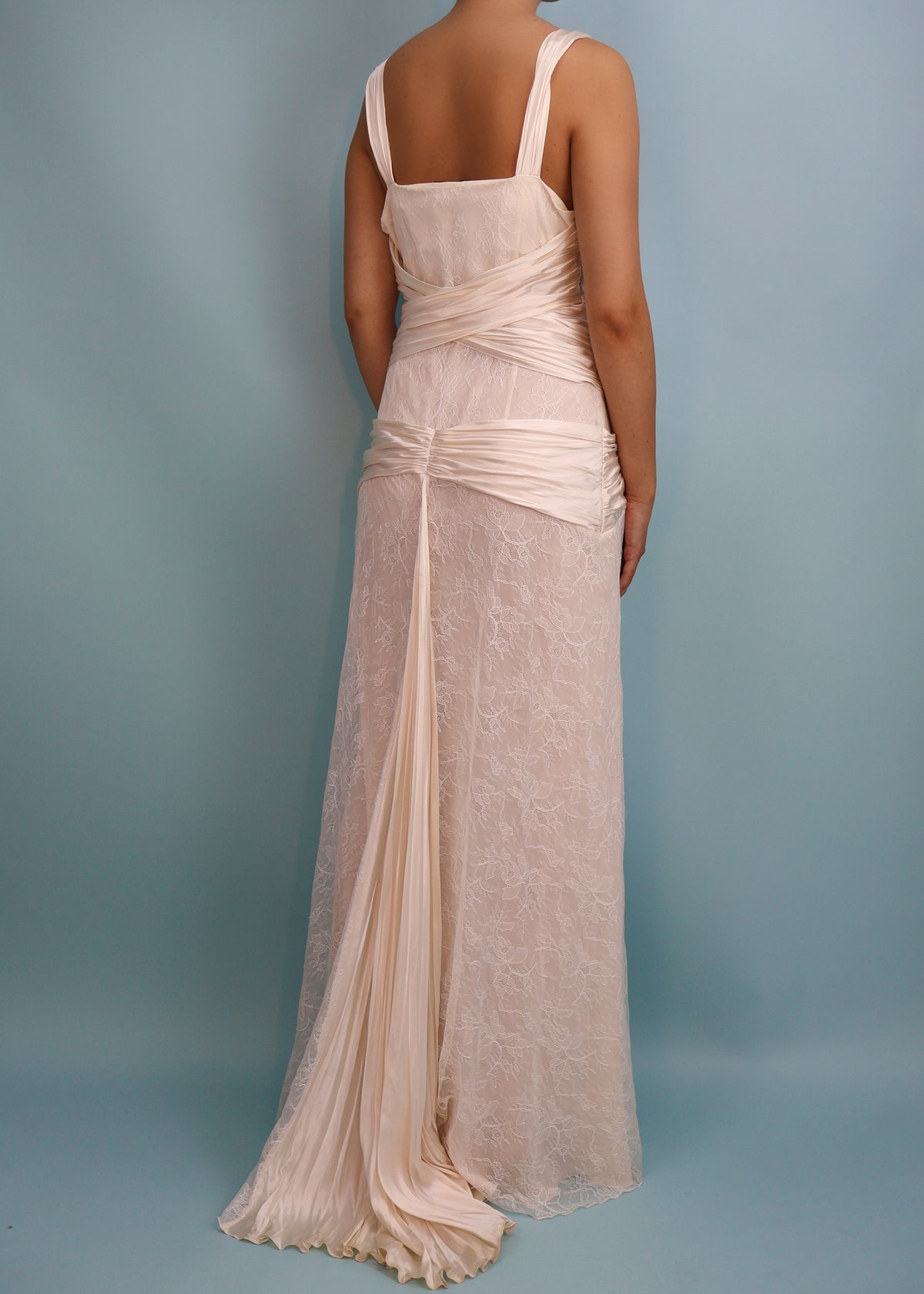 La Perla Ivory White Silk & Lace Draped Gown