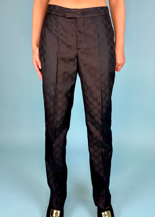 Gucci Spring 1998 Runway Monogram Satin Trousers
