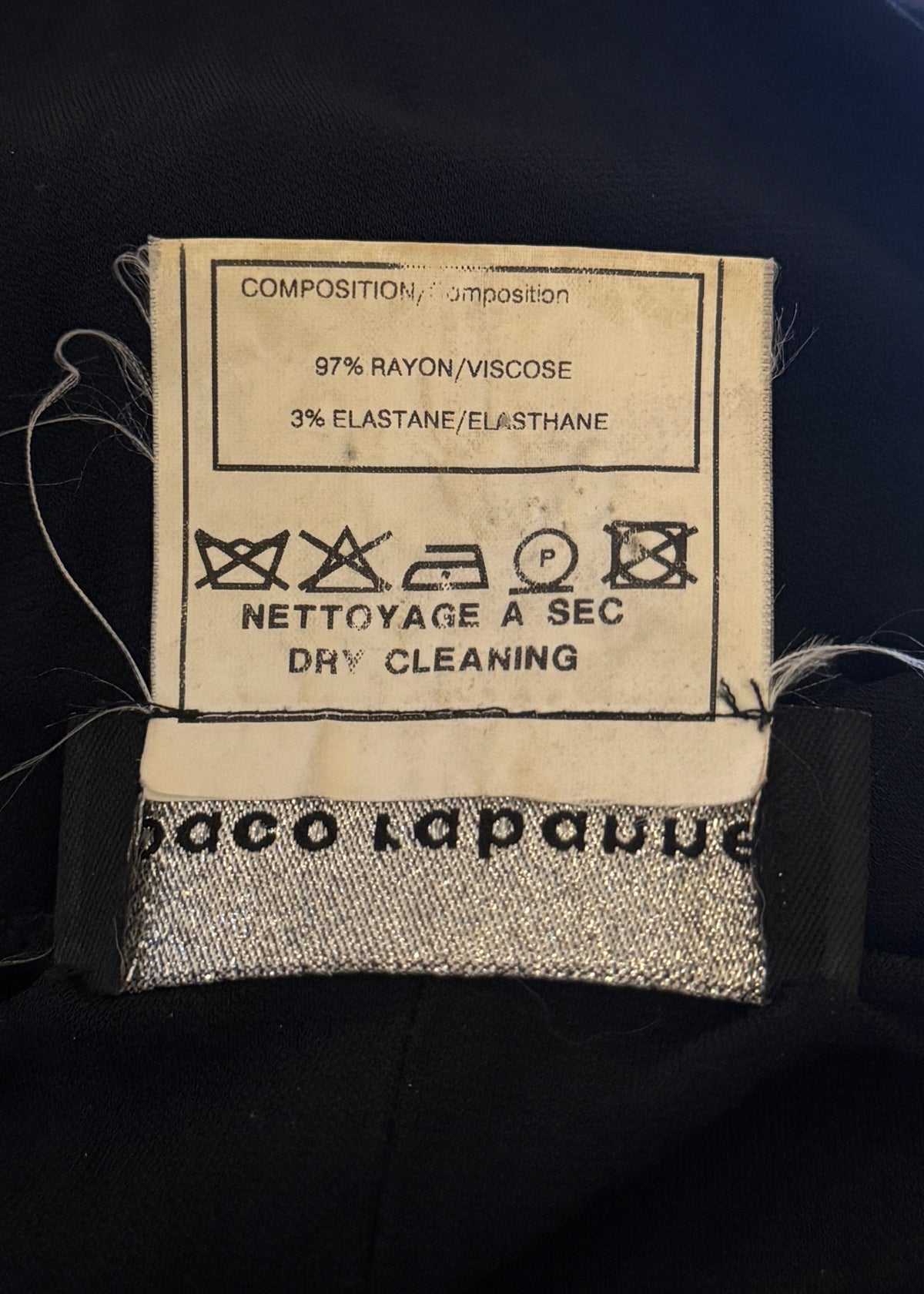 Paco Rabanne Spring 1999 Chain Detail Black Dress
