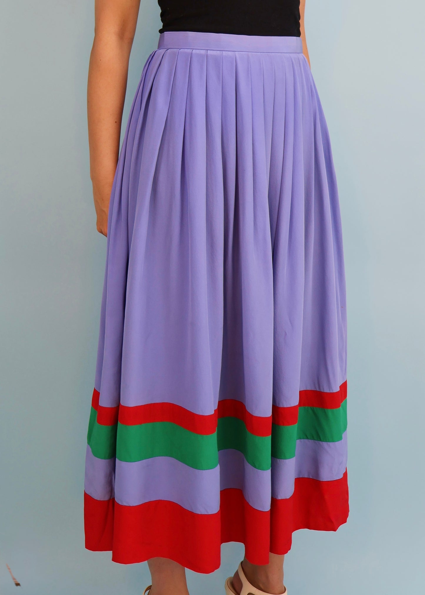 Miss O by Oscar De La Renta Pleated Silk Skirt
