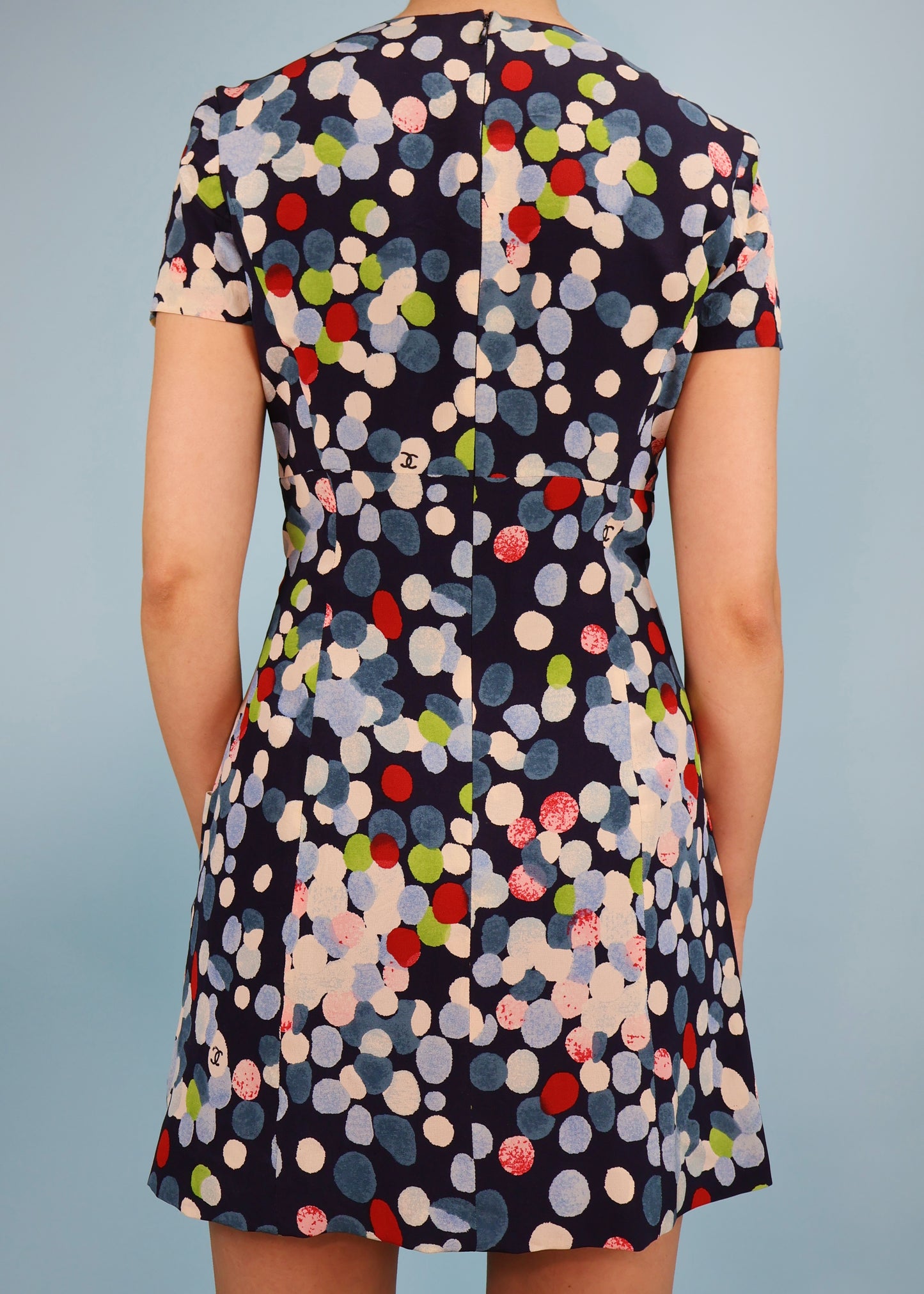 Chanel Spring 1997 Spotty Silk Chiffon Mini Dress