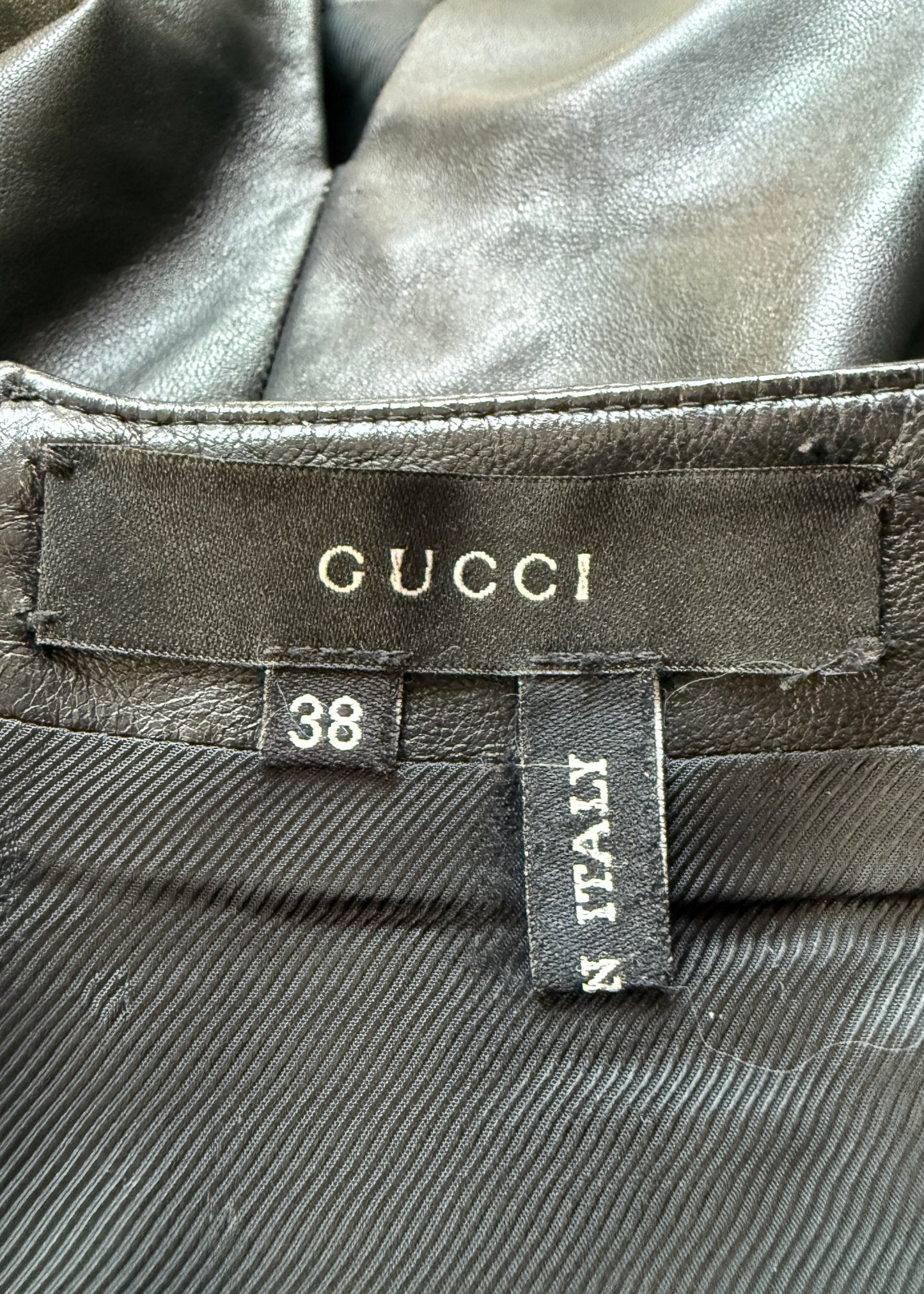 Gucci Fall 2001 Black Leather Midi Skirt