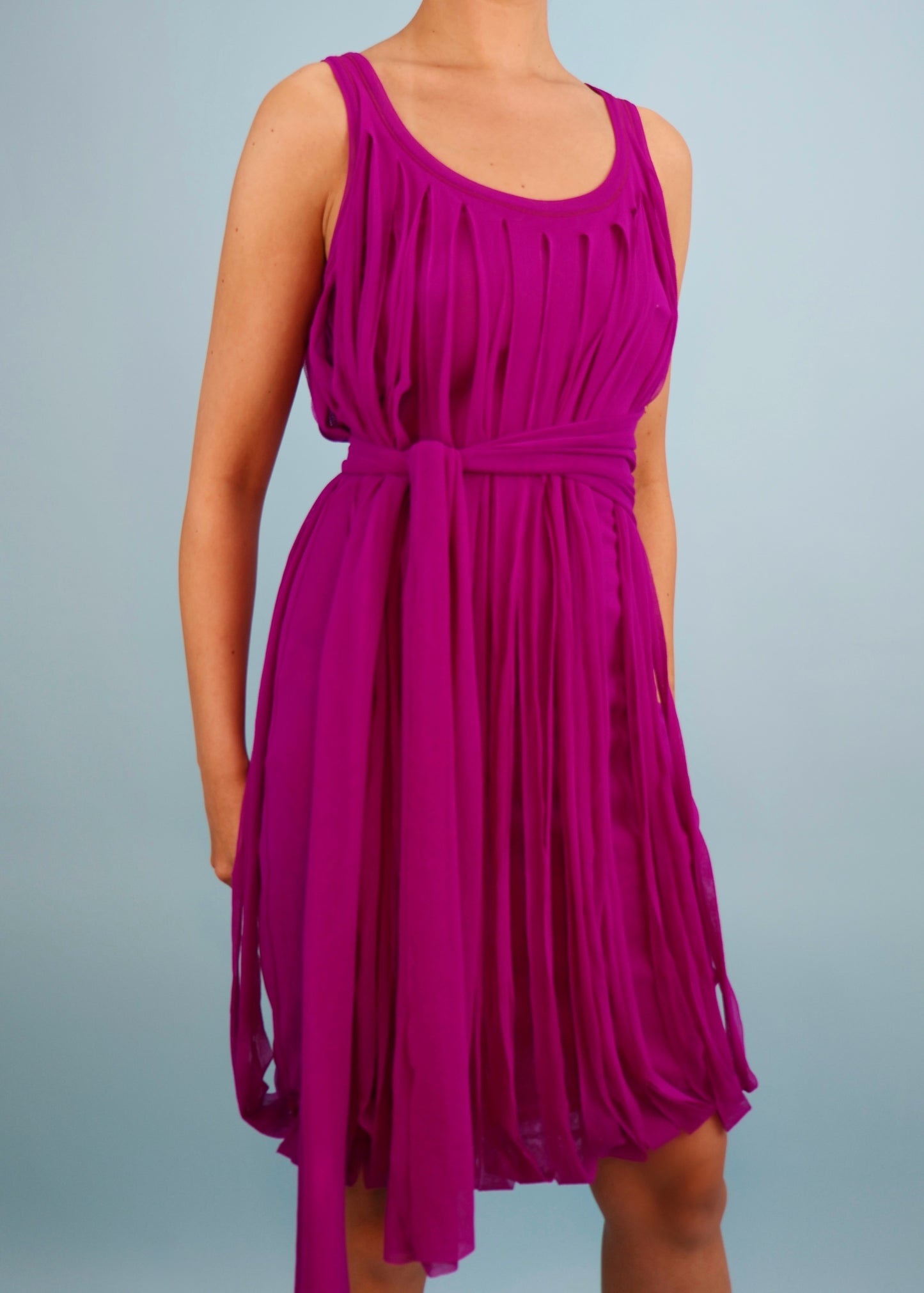 Jean Paul Gaultier Purple Mesh Waist Sash Dress