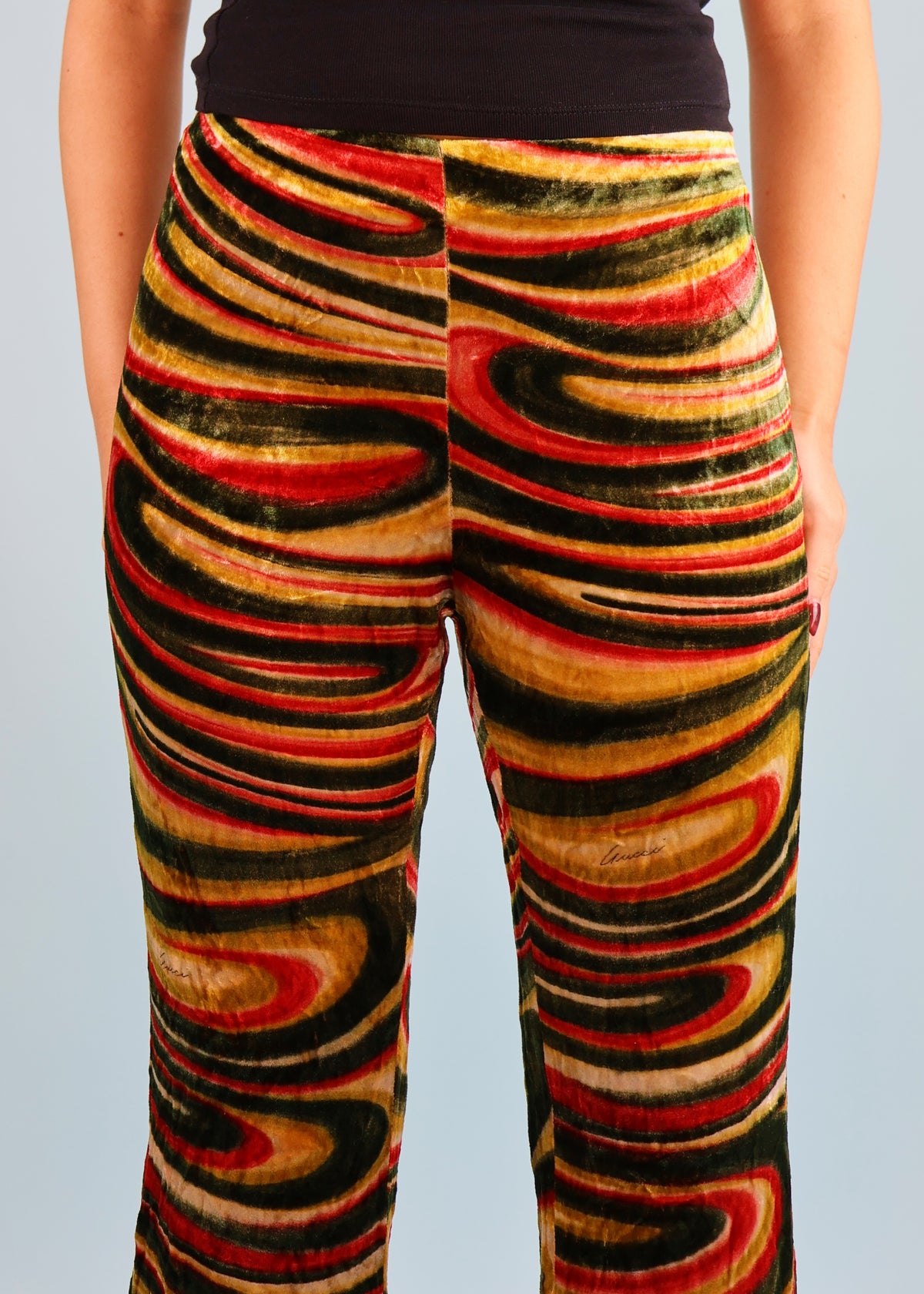 Gucci Fall 1999 Runway Velvet Swirl Flared Pants