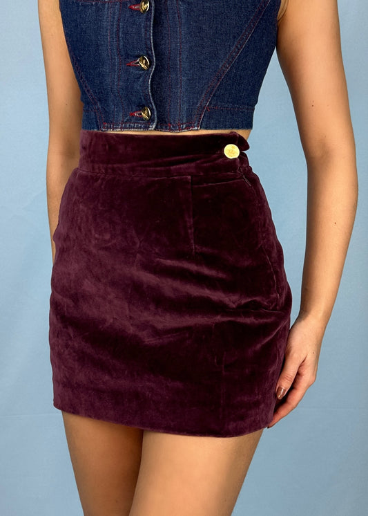 Vivienne Westwood Purple Velvet Orb Button Mini Skirt