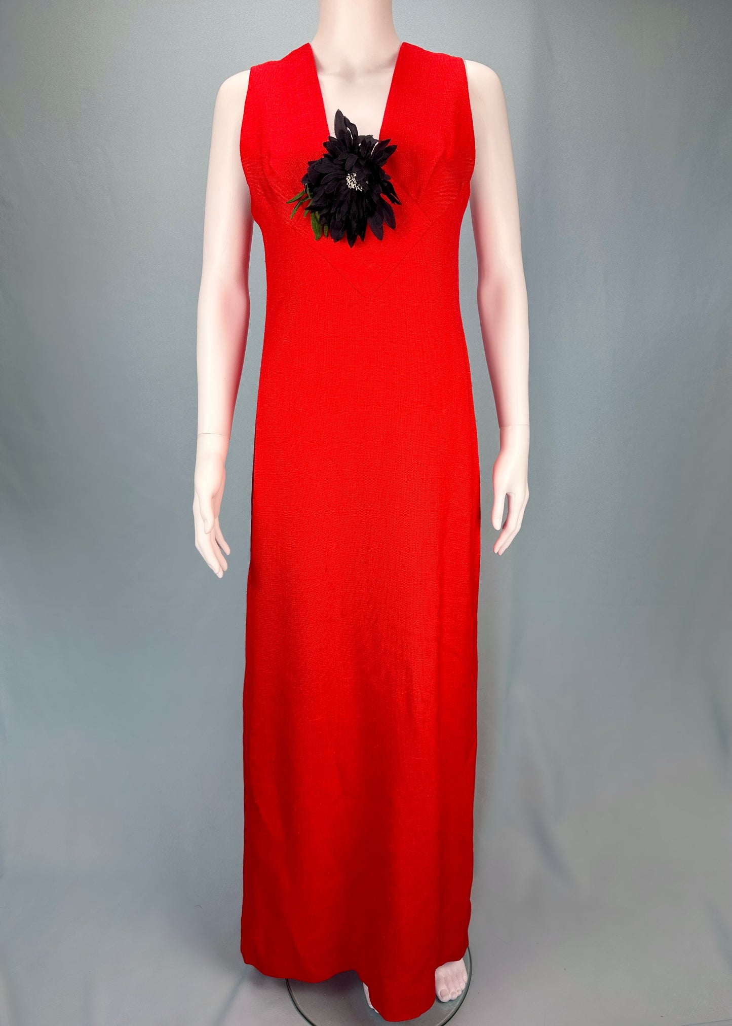 Pierre Cardin 1970’s Red Floral Corsage Dress