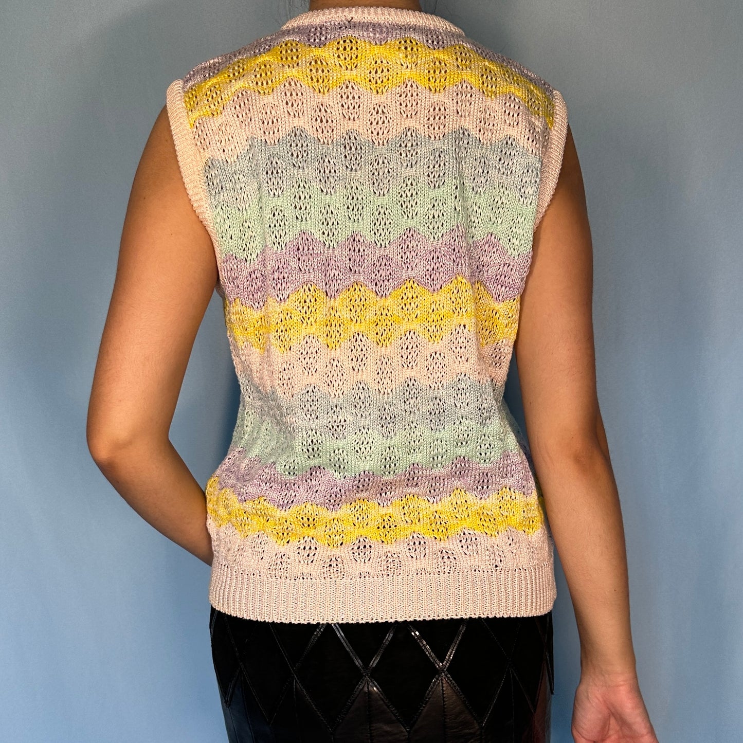 Versace Spring 1995 Pastel Rainbow Knitted Tank Top