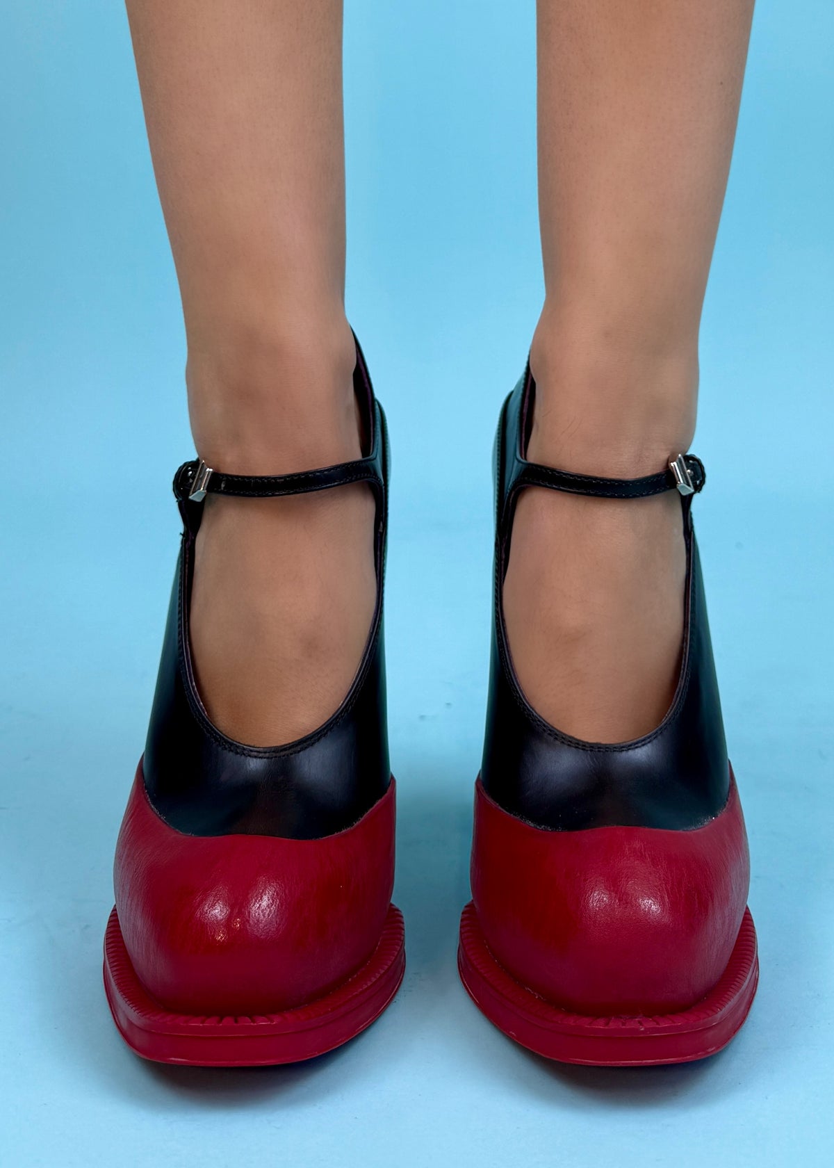 Prada Fall 2012 Runway Black Leather Red Rubber Dipped Platform Heels