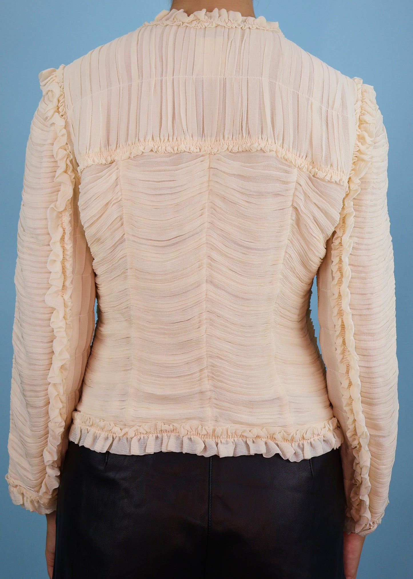 Chanel Fall 2006 Cream Pleated Silk Chiffon Bow Detail Jacket
