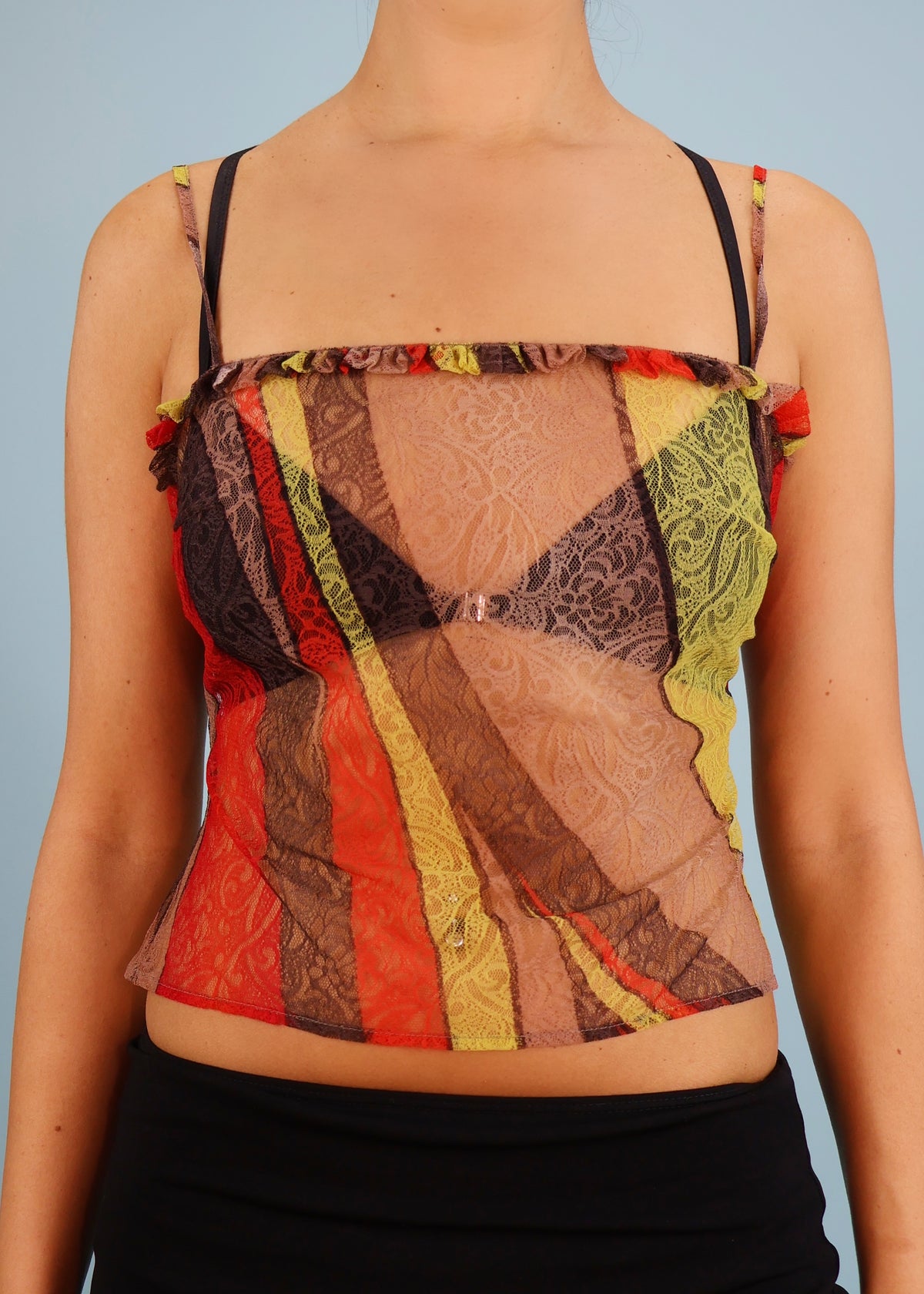 Versace Fall 2000 Runway Silk Wrap Blouse & Lace Top Set
