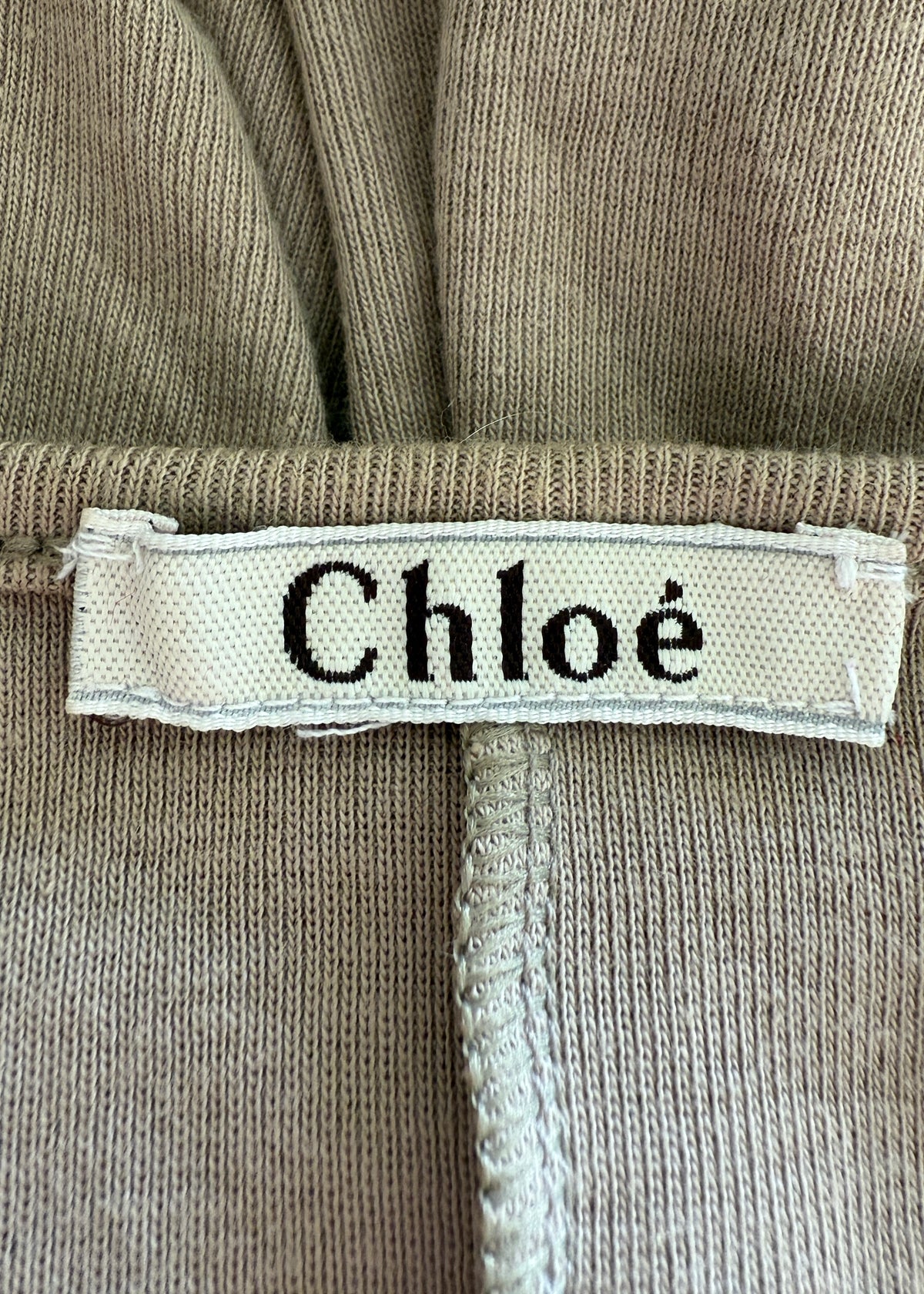 Chloé Fall 2001 Beige "CHLOE" Appliqué Asymmetric Top