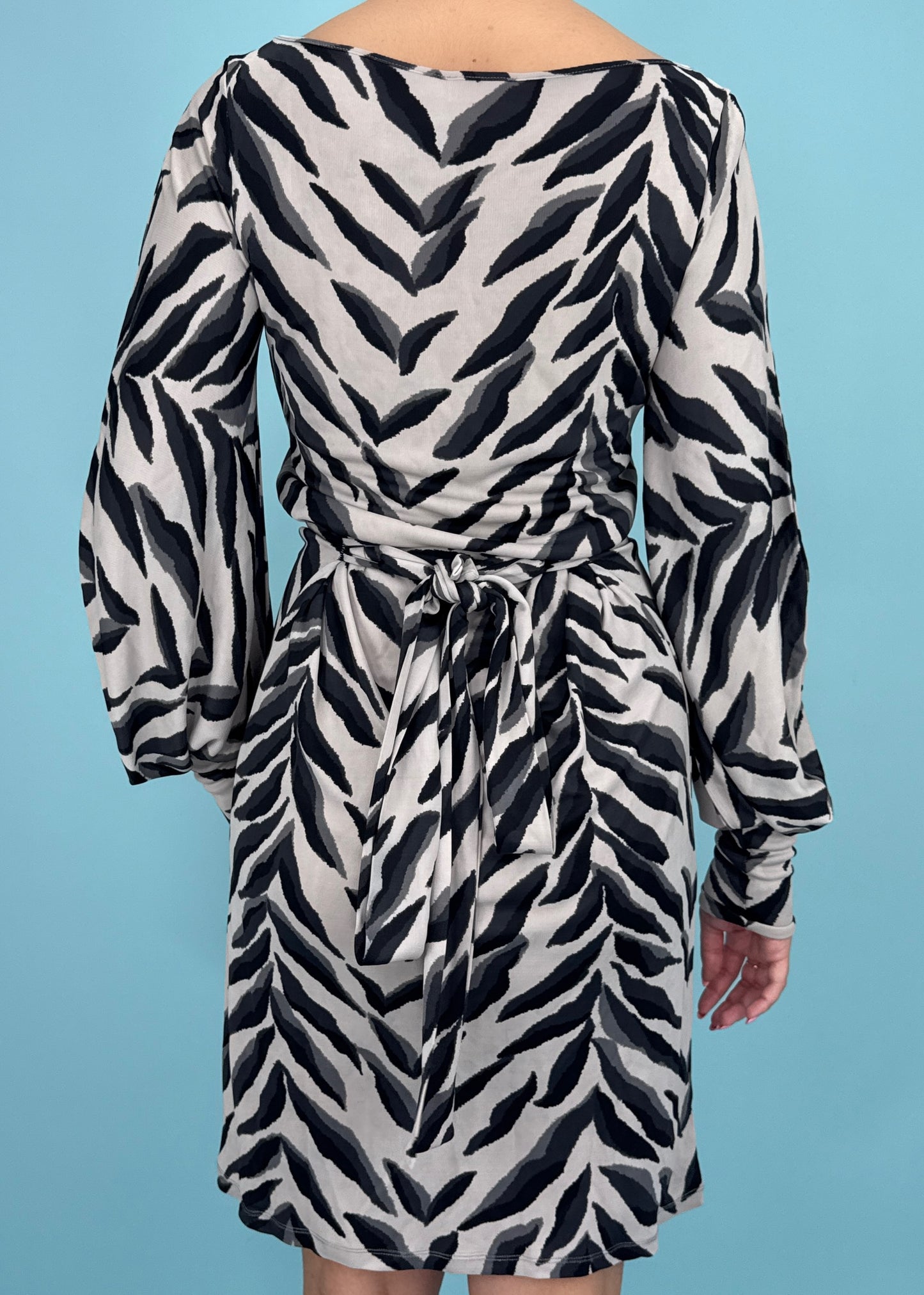 Valentino Abstract Zebra Print Belted Dress