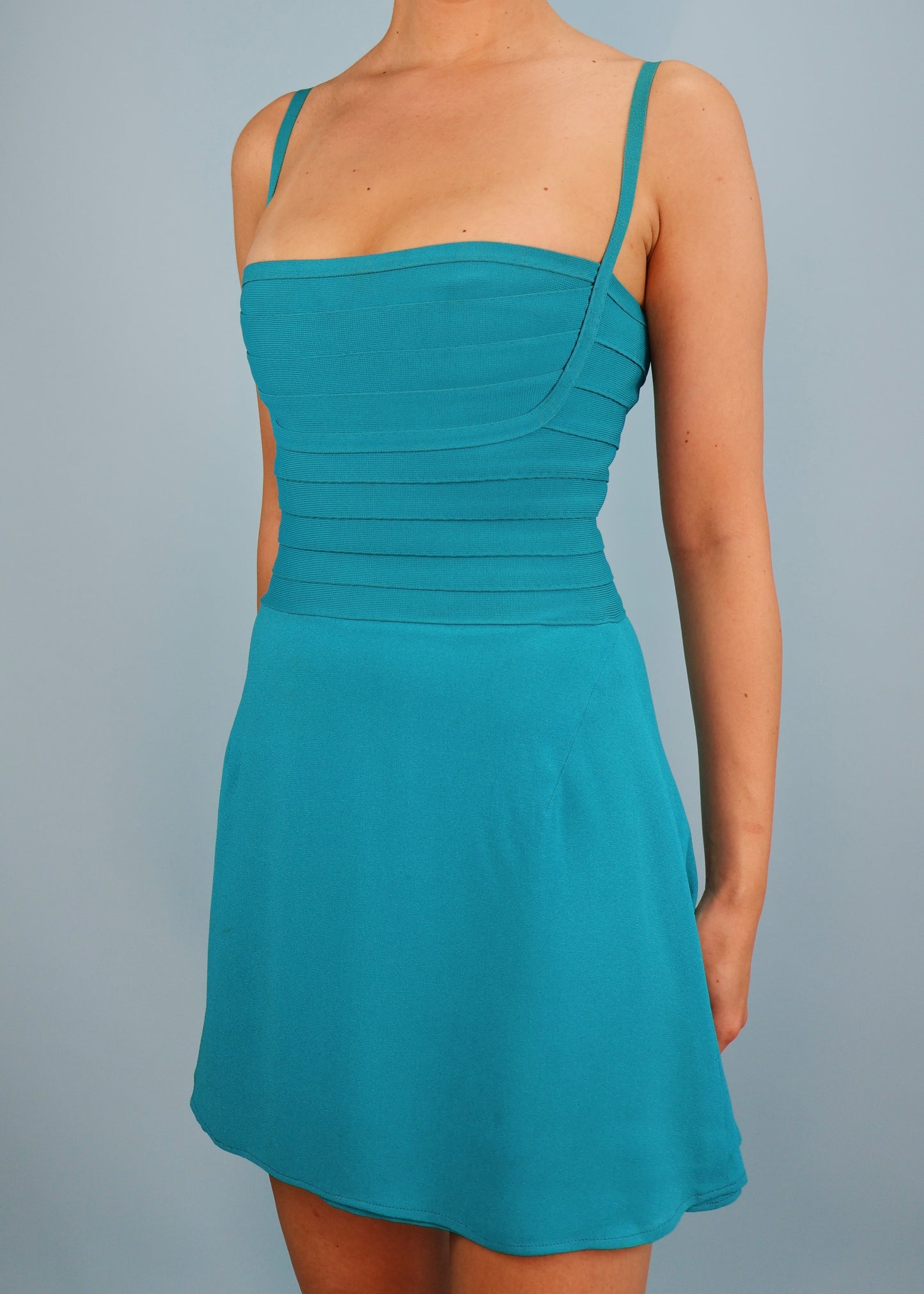 Hervé Léger Couture Spring 1995 Runway Blue Bandage Mini Dress