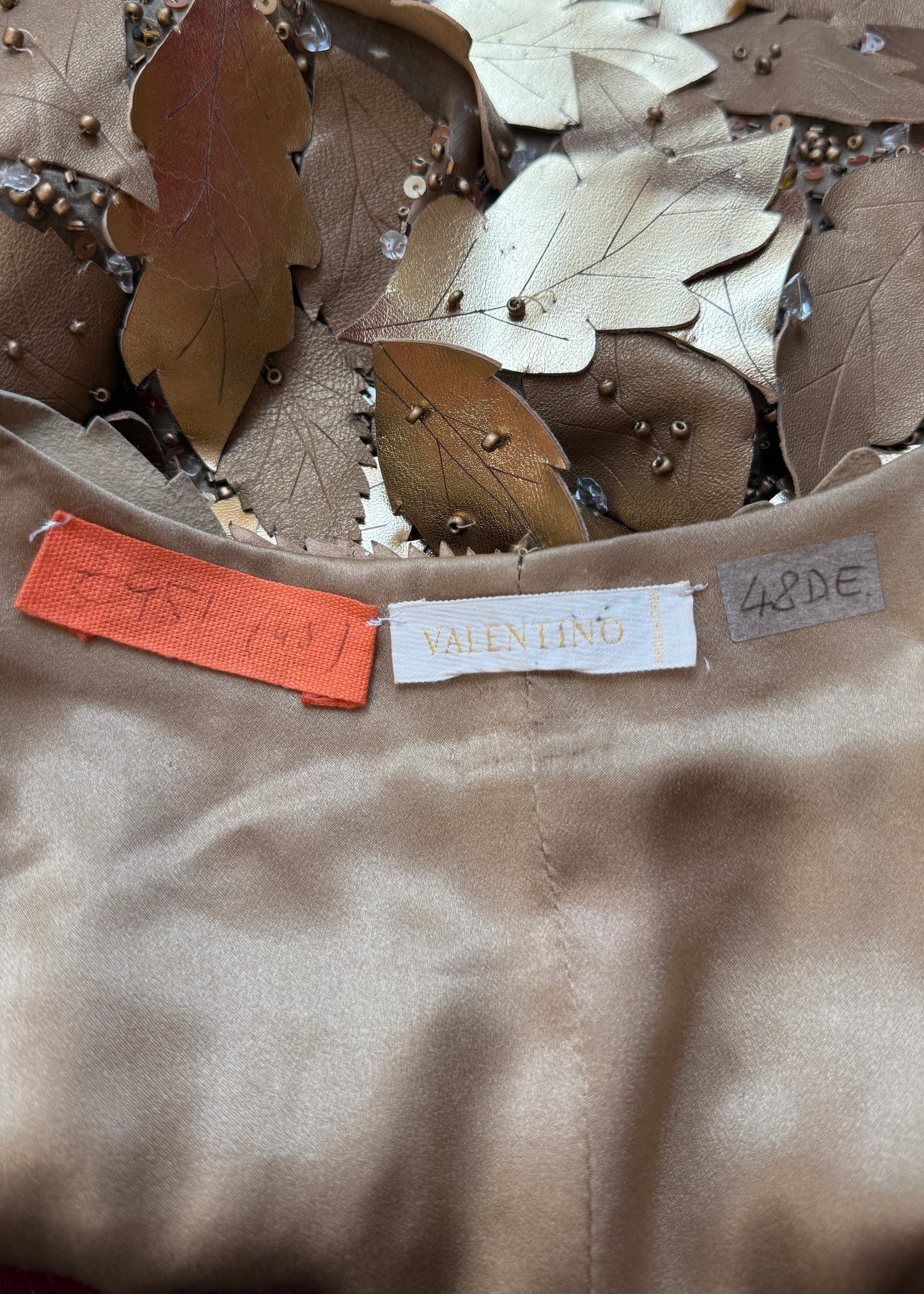 Valentino Fall 2002 Runway Sample Metallic Leather Leaf Appliqué Top