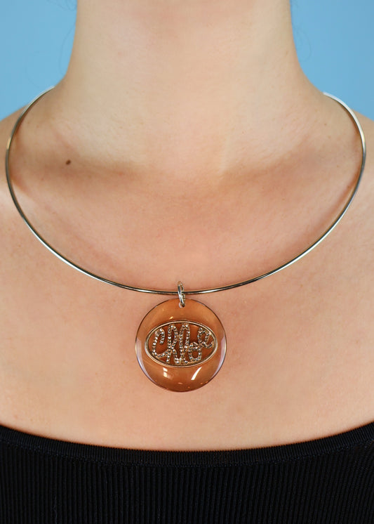 Chloé Crystal Logo Pendant Wire Necklace