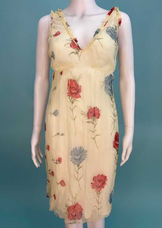 Prada Floral Silk Chiffon Sheer Dress & Slip