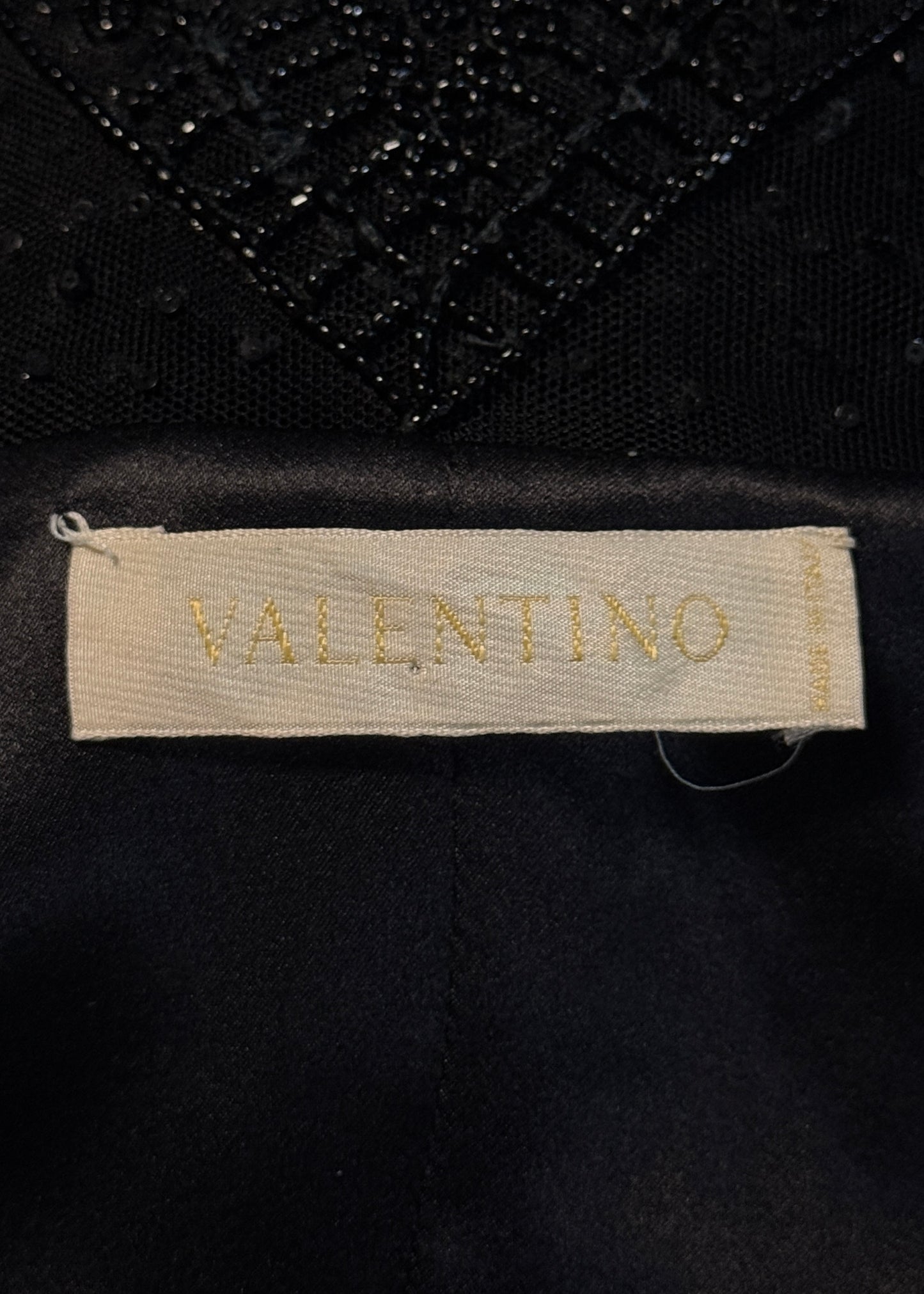 Valentino Black Velvet Bead Embellished Dress