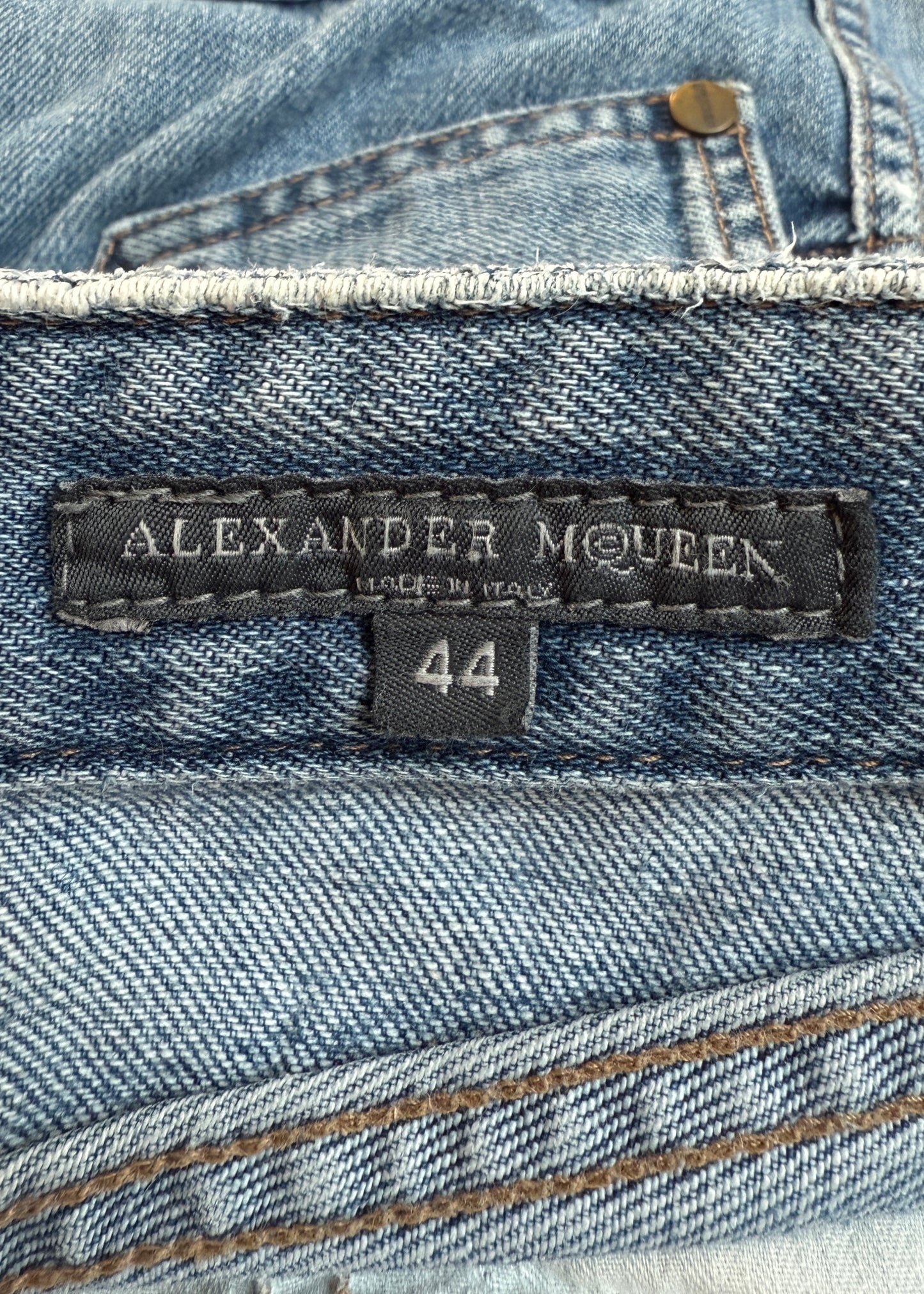 Alexander McQueen 2003 Multi Pockets Blue Denim Jeans