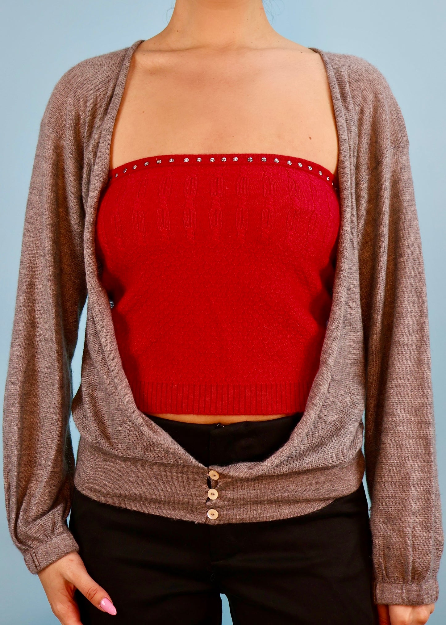 Chloé Fall 2003 Grey Cashmere Low Front Cardigan