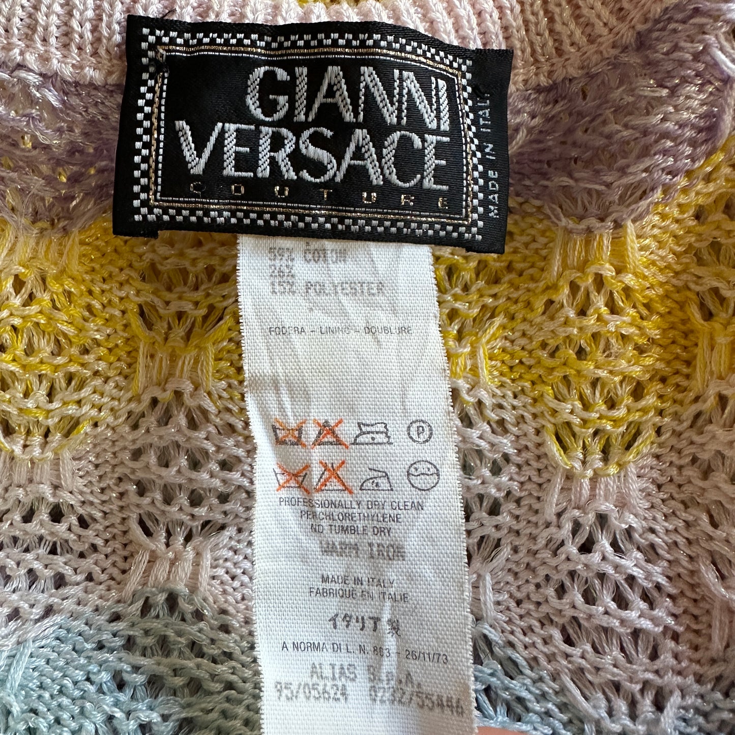 Versace Spring 1995 Pastel Rainbow Knitted Tank Top