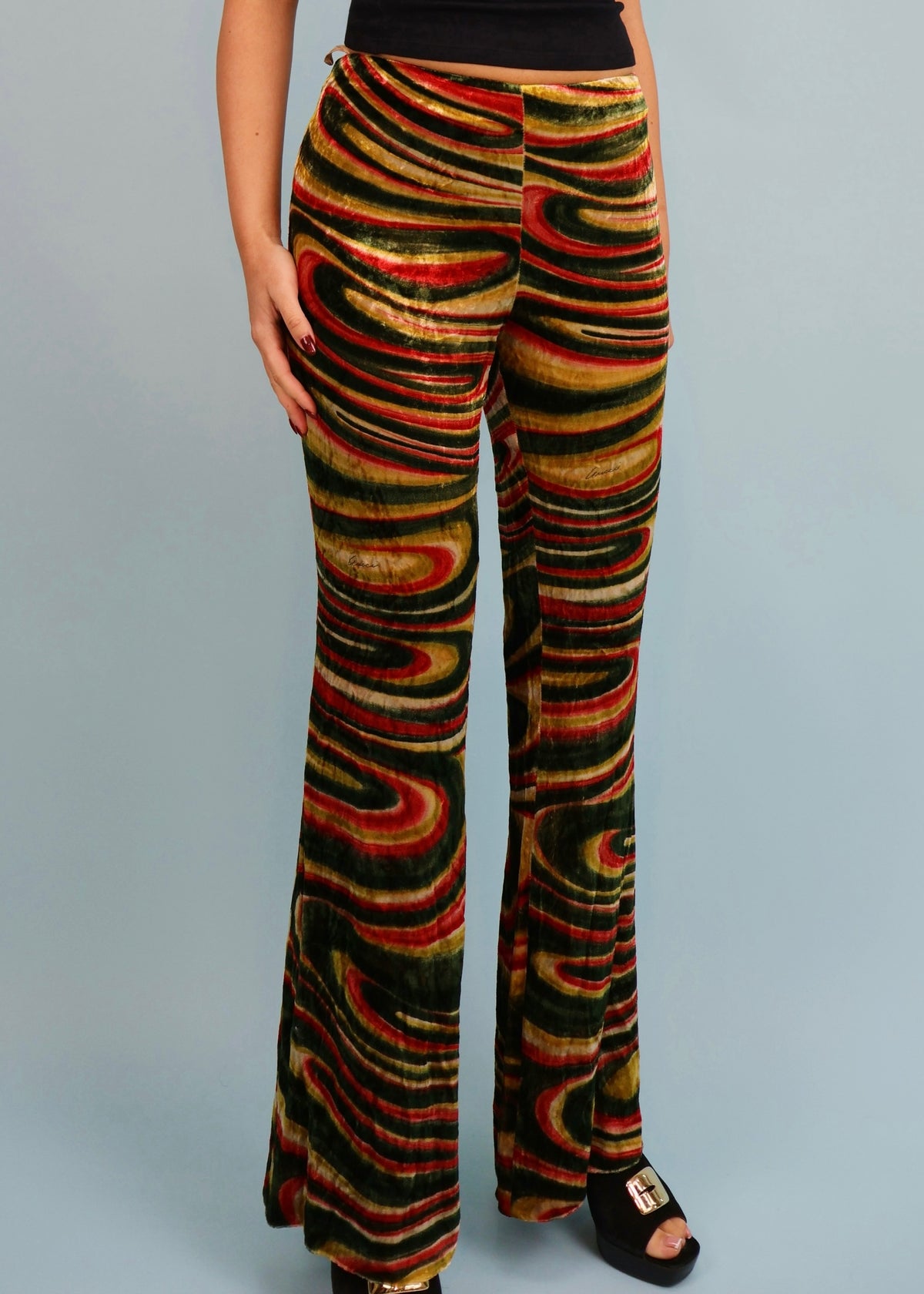 Gucci Fall 1999 Runway Velvet Swirl Flared Pants