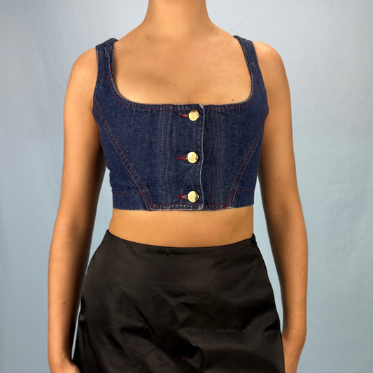 Vivienne Westwood Spring 1994 Denim Orb Button Top