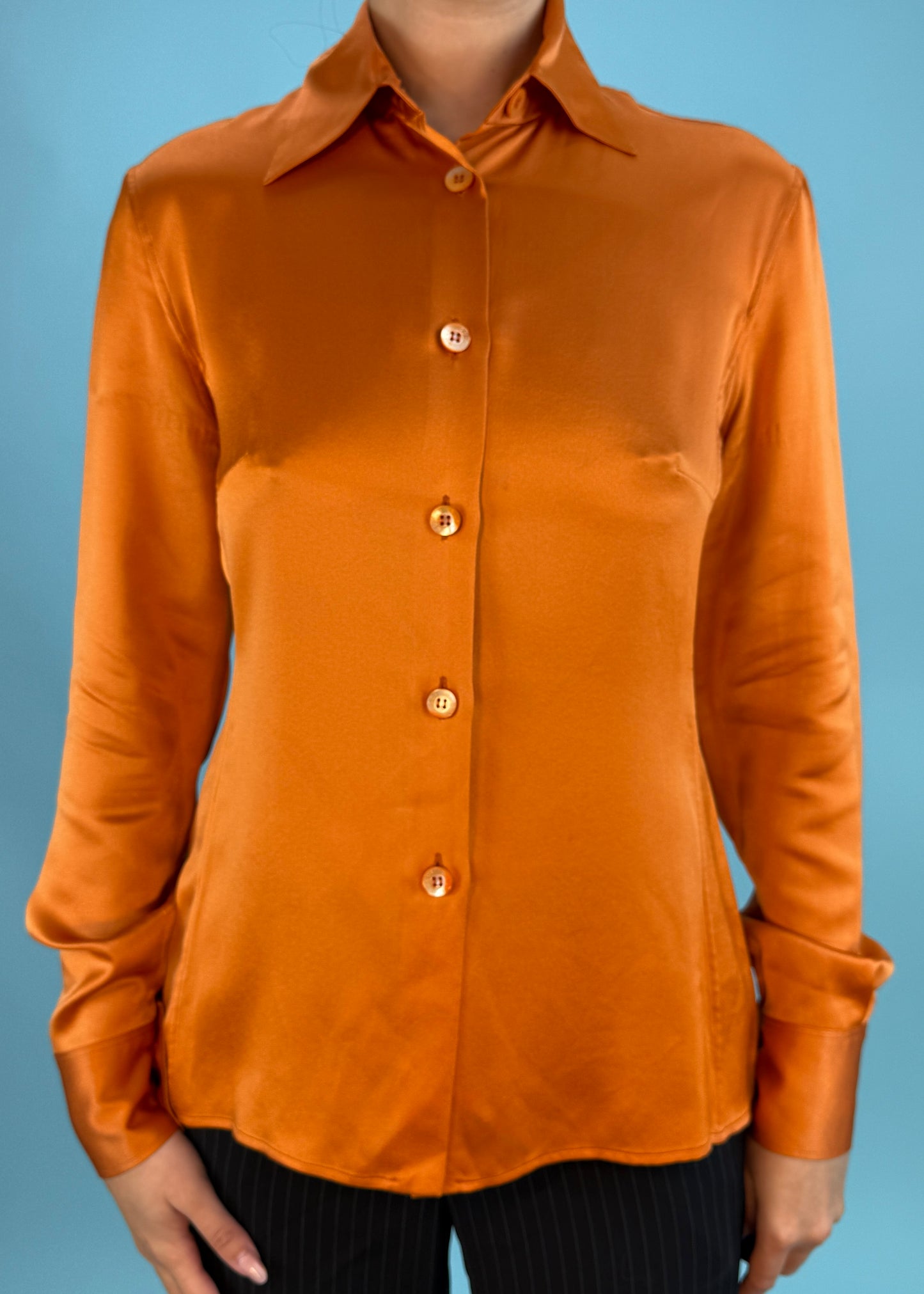 Gucci Fall 1995 Runway Orange Silk Shirt