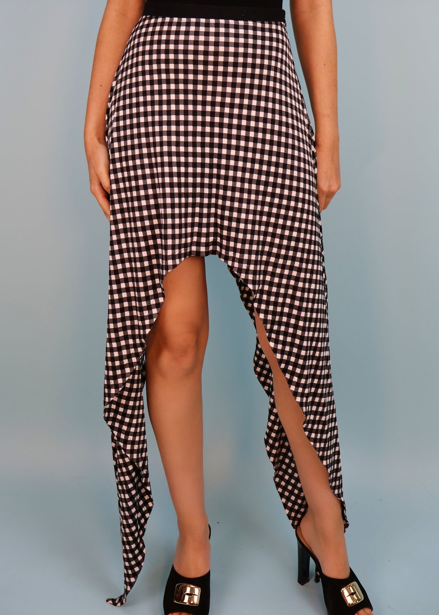 Burberry Spring 2020 Runway Black & White Gingham Asymmetric Skirt