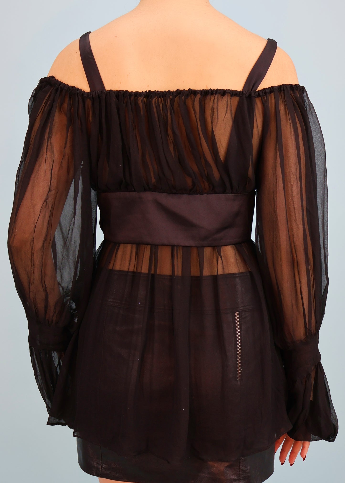 Gucci Fall 2005 Runway Black Silk Off Shoulder Blouse Top