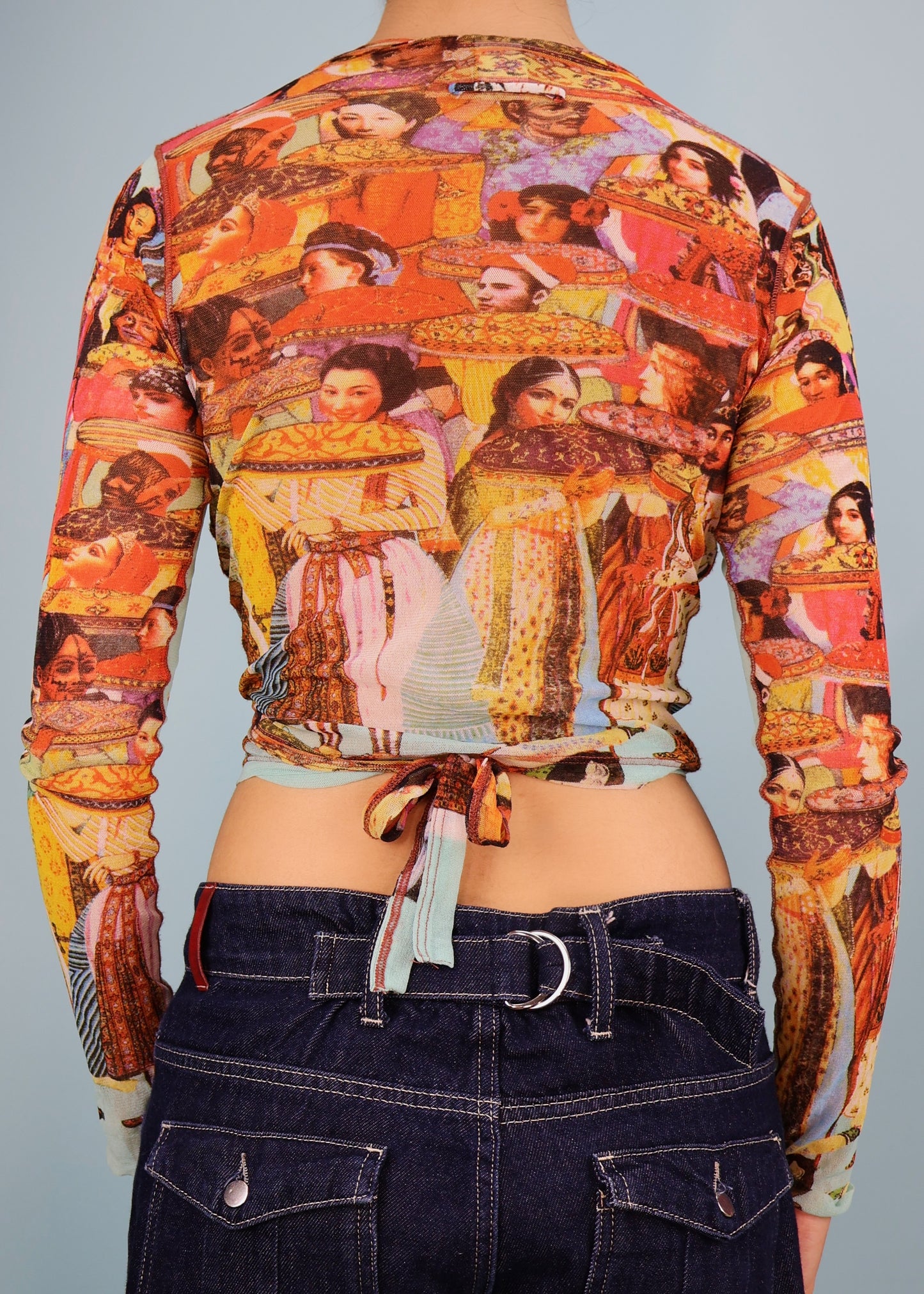 Jean Paul Gaultier Spring 2003 Bollywood Print Mesh Wrap Top