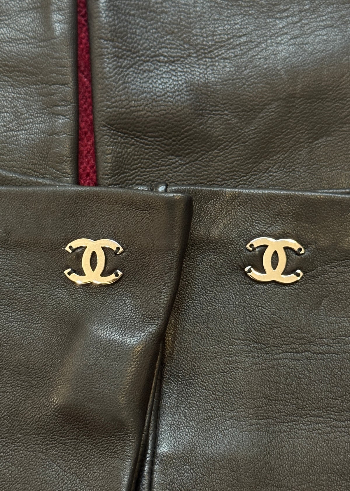Chanel Fall 2012 Runway CC Charm Black Long Fingerless Leather Gloves