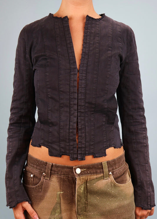 Plein Sud Grey Irregular Hem Hook & Eye Jacket