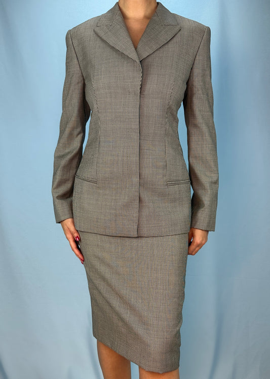 Versace Fall 1998 Houndstooth Jacket & Skirt Suit Set