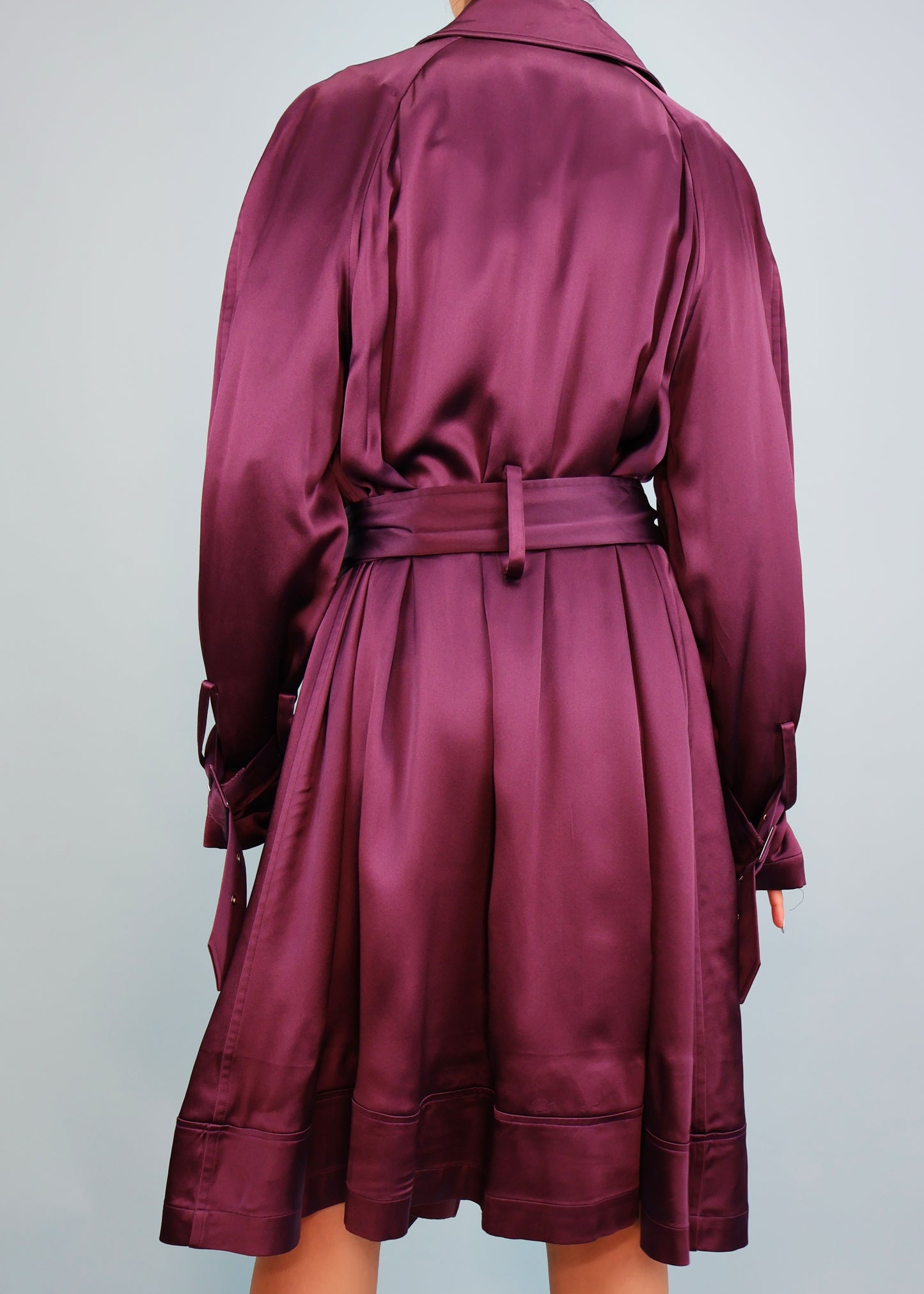 John Galliano Spring 2001 Purple Silk Satin Trench Coat