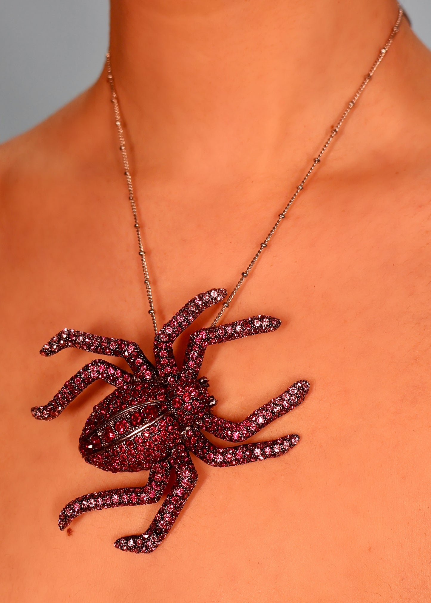 Roberto Cavalli Pink Crystal Spider Necklace / Brooch