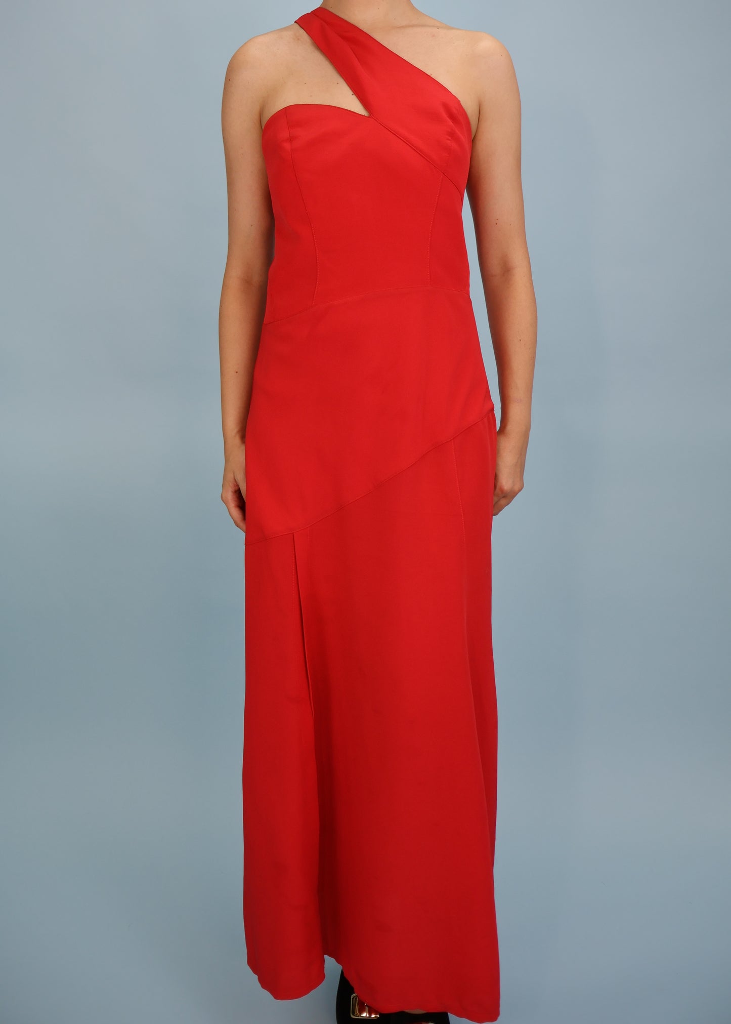 Thierry Mugler 1990s Red One Shoulder Dress