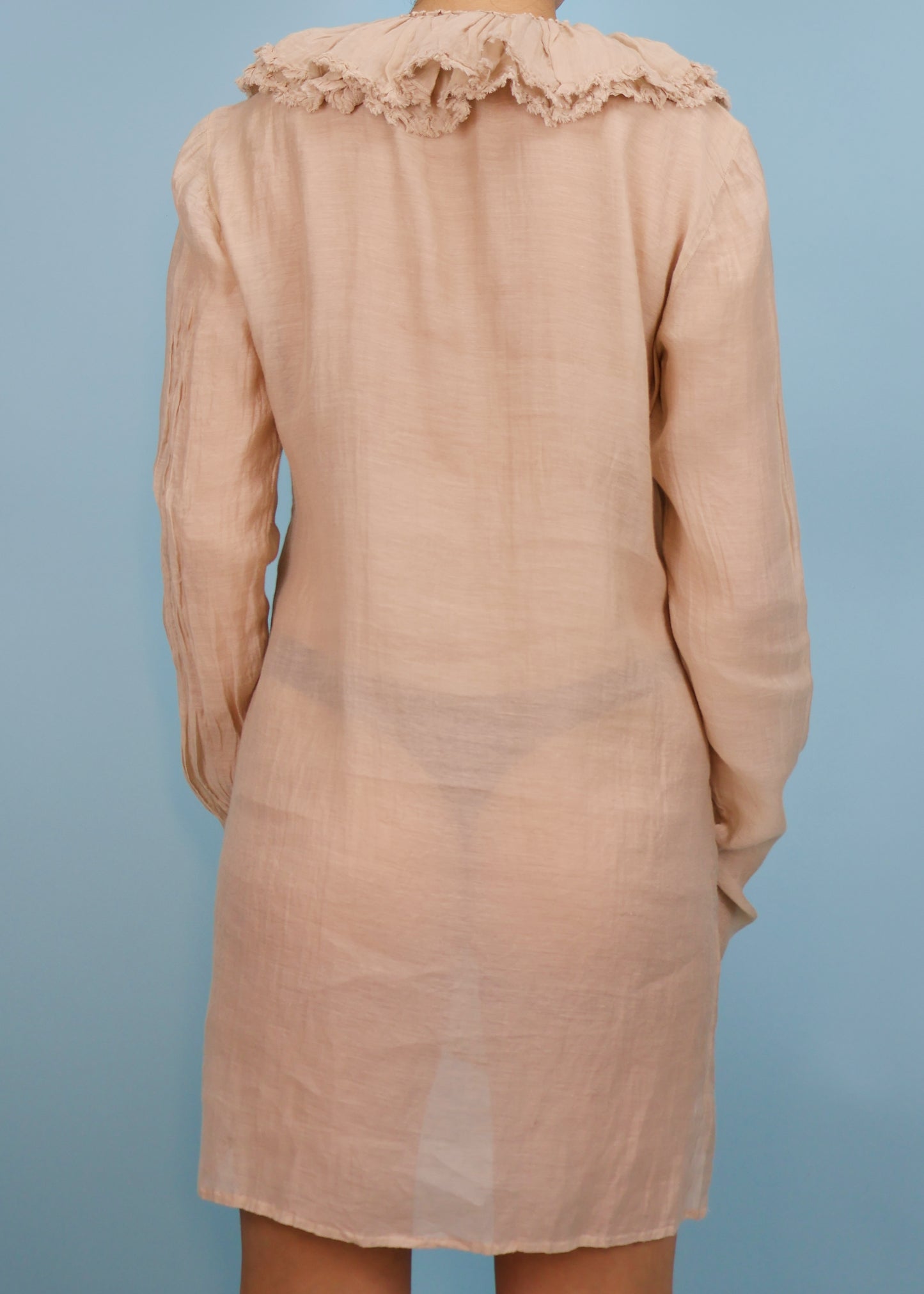 Gucci Spring 2002 Beige Ruffle Neckline Dress