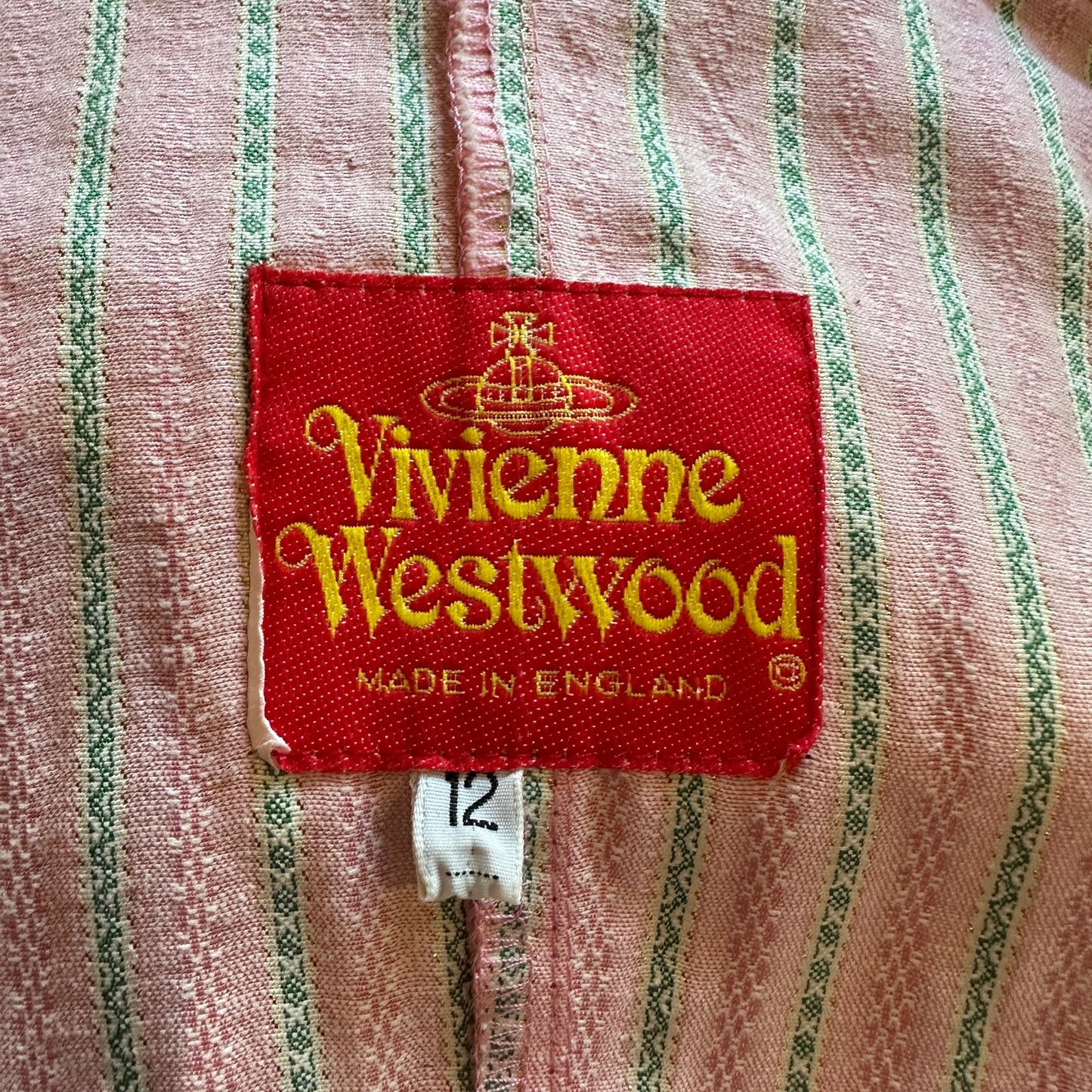 Vivienne Westwood Spring 1992 Pink Satin Striped Jacket Top