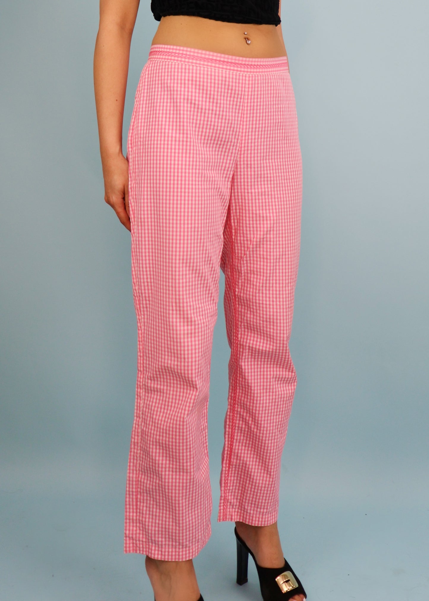 Versace 1990s Pink & White Gingham Pants