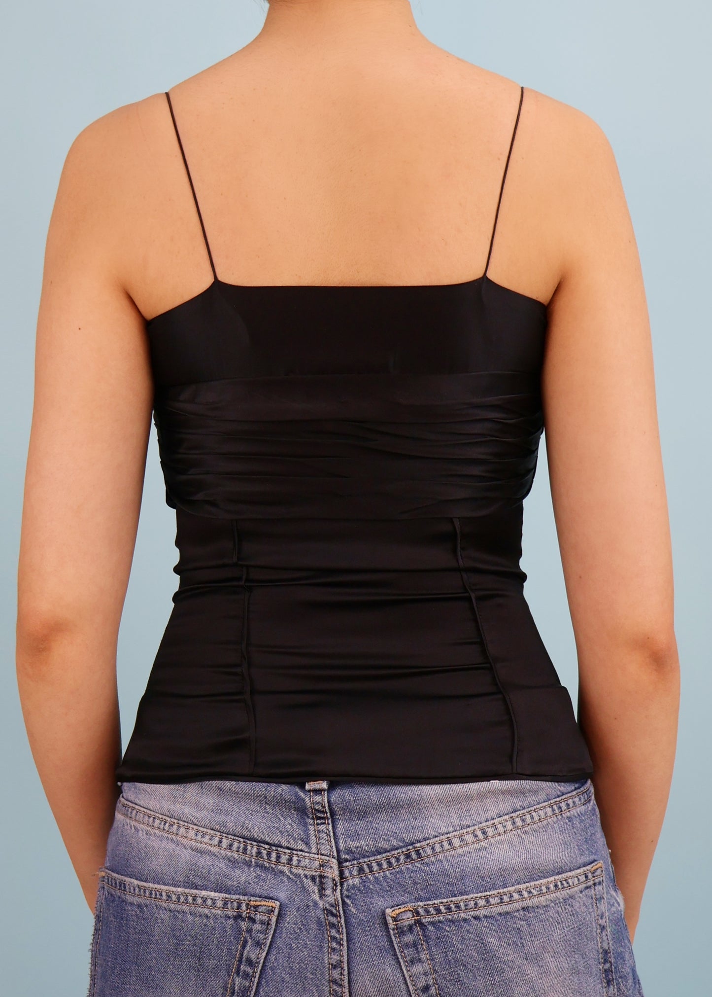 Chloé Fall 2003 Black Silk Satin Button Down Top