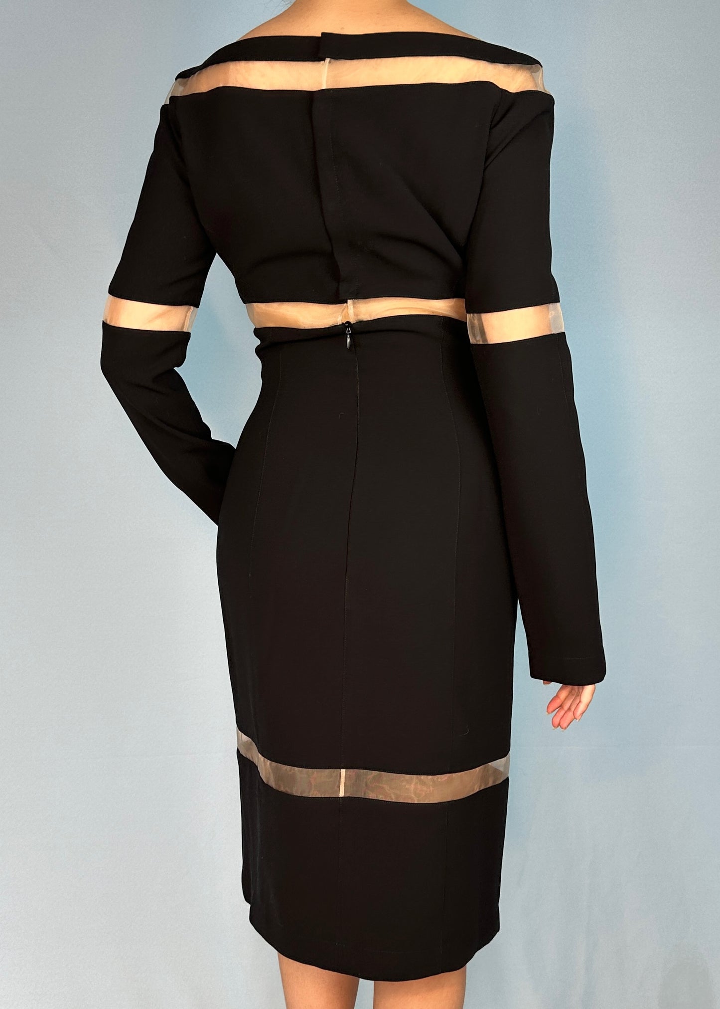 Thierry Mugler Fall 1999 Runway Black Mesh Panel Dress