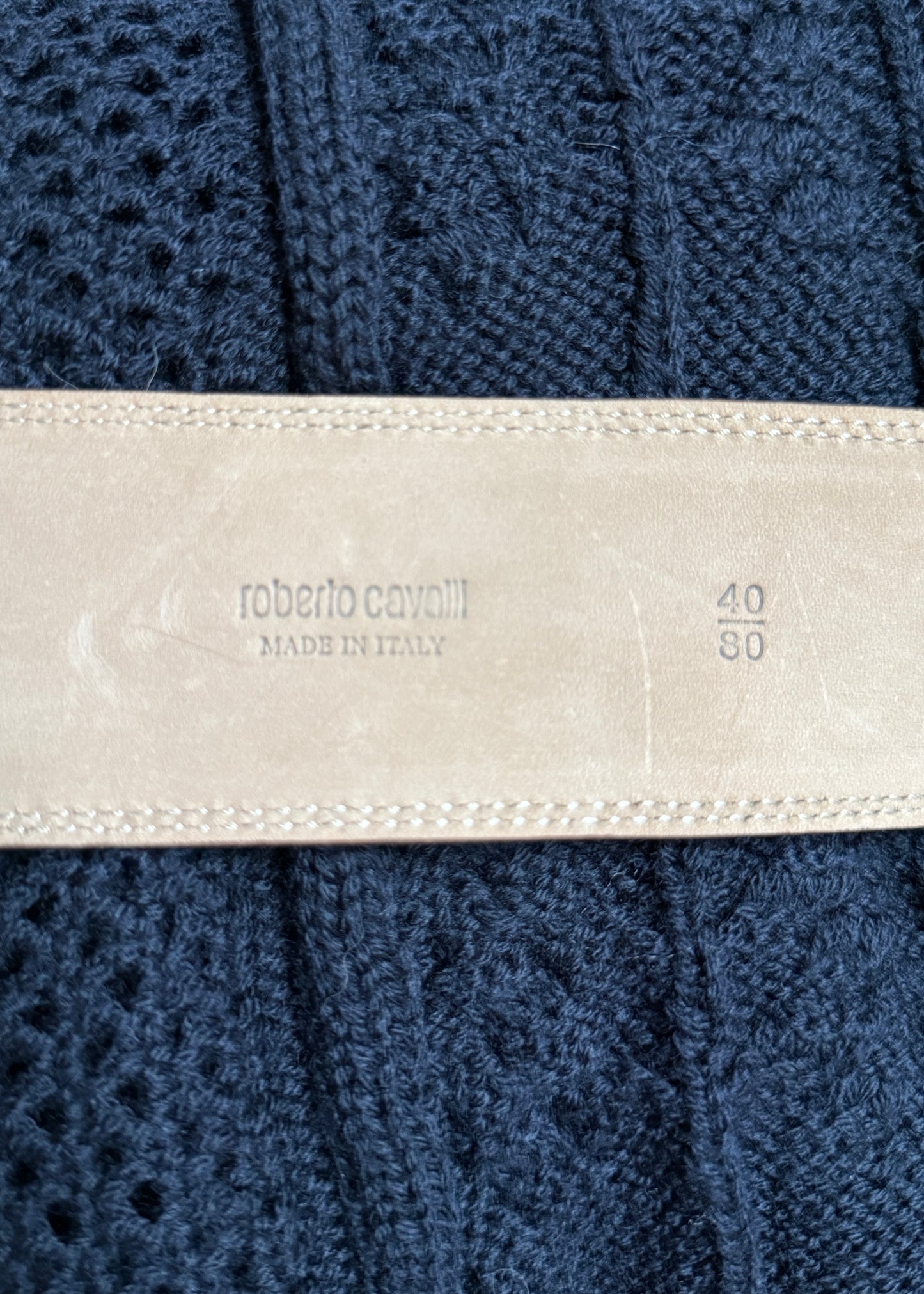 Roberto Cavalli Large Stone Buckle Beige Suede Belt