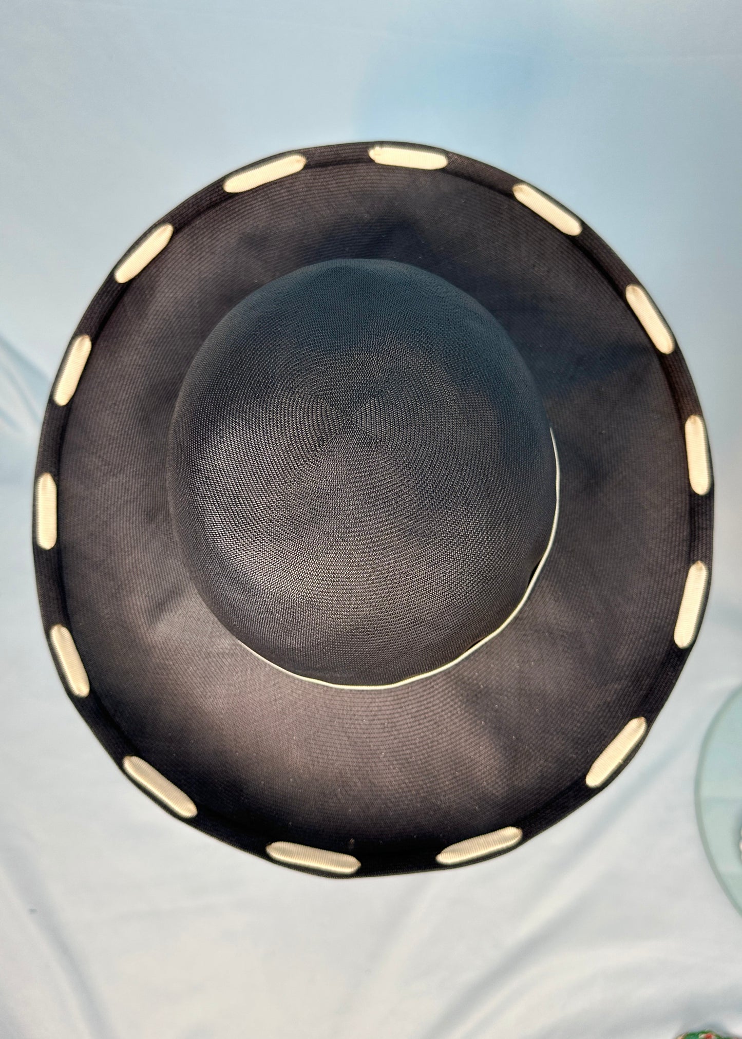 Chanel Early 90’s Navy & White Woven Hat