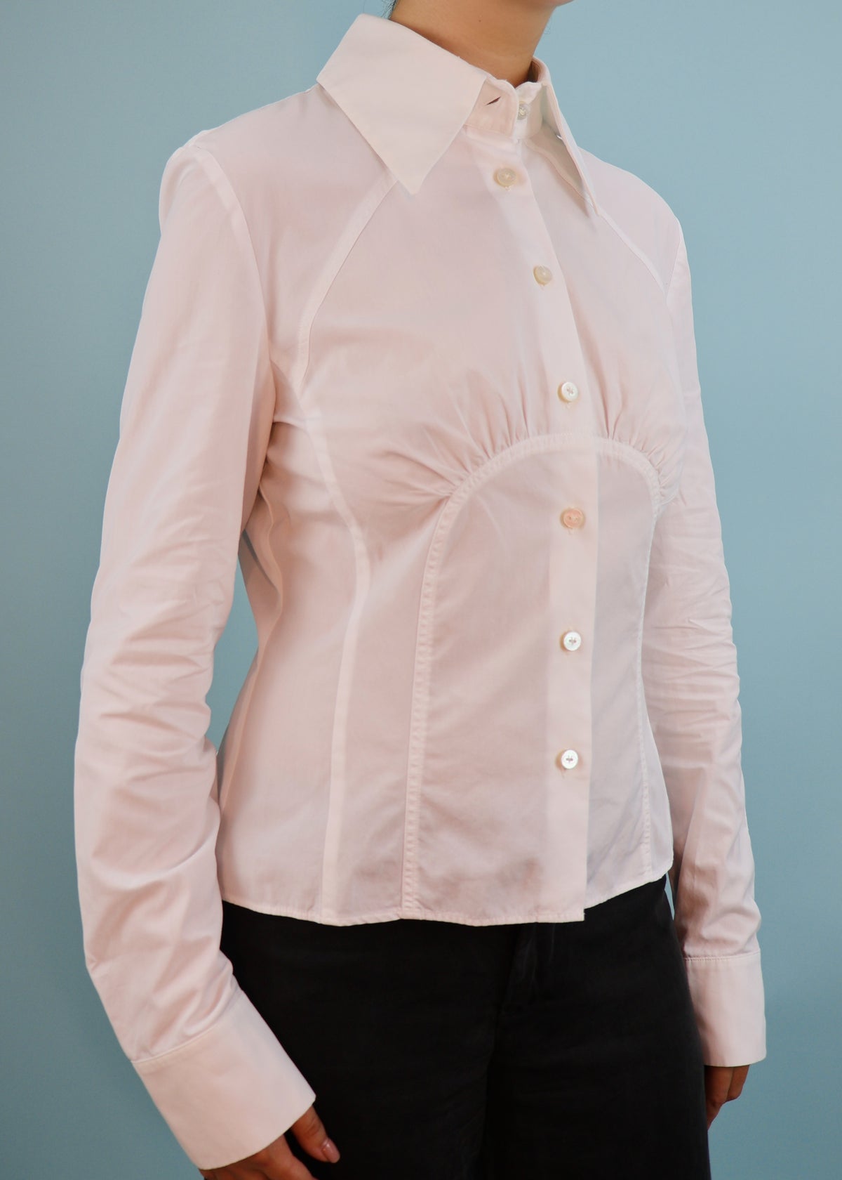 Valentino White Frill Back Cotton Blouse