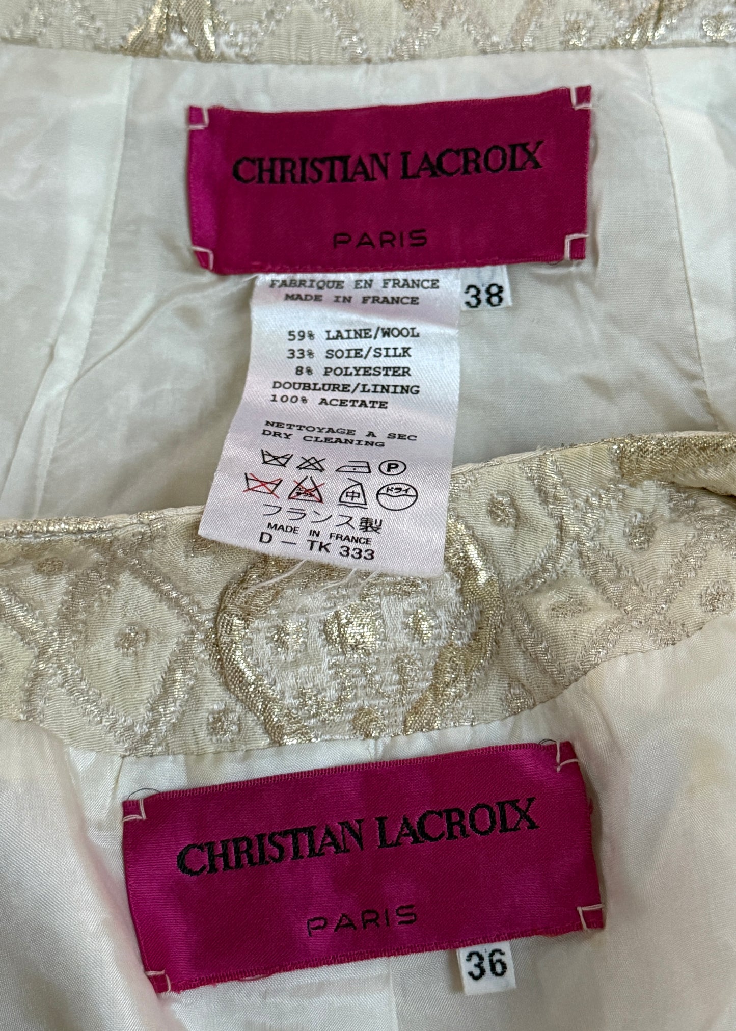Christian Lacroix Fall 1992 Metallic Brocade Jacket & Skirt Suit Set