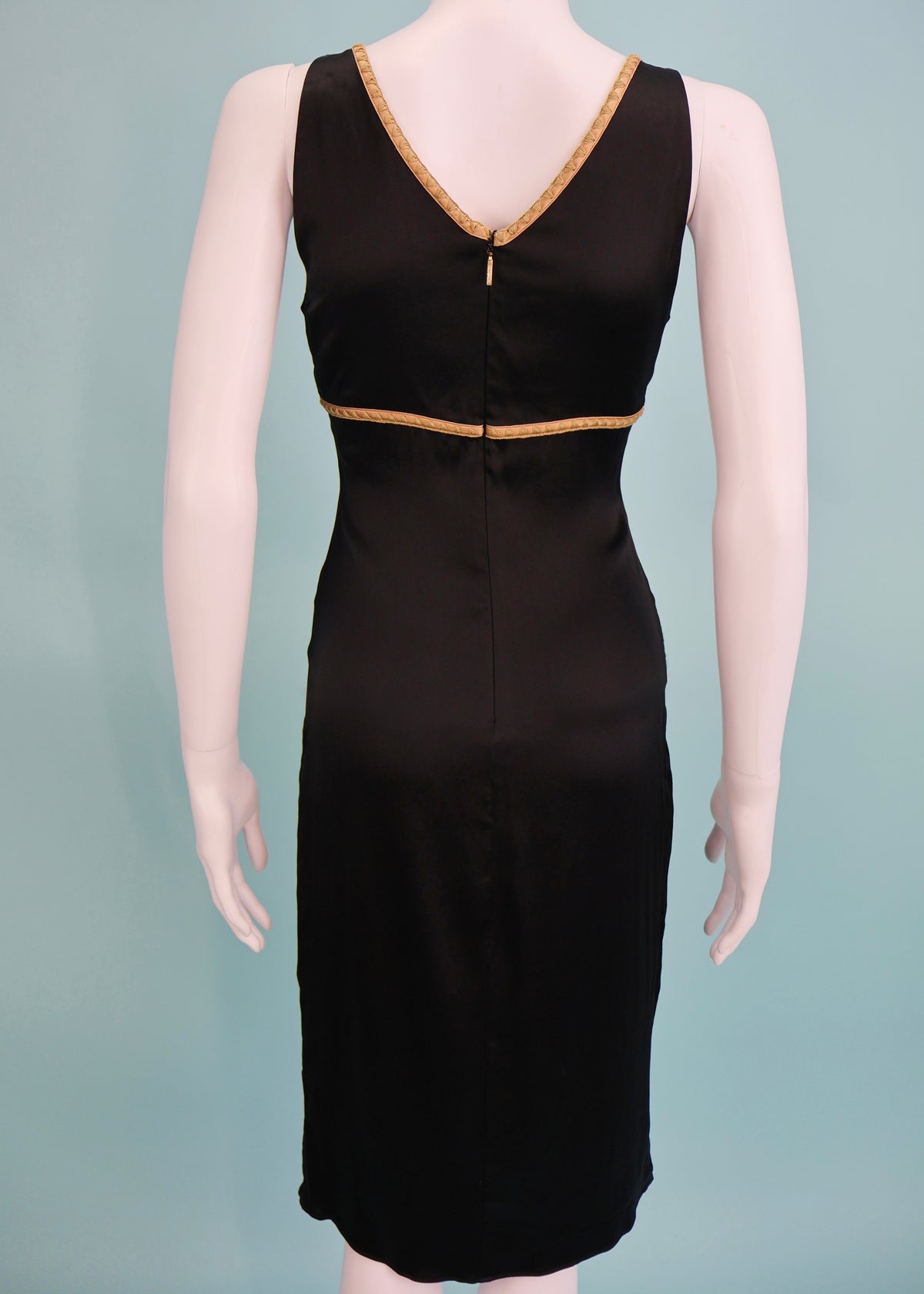 Roberto Cavalli Fall 2006 Black Silk Satin Lace Insert Dress
