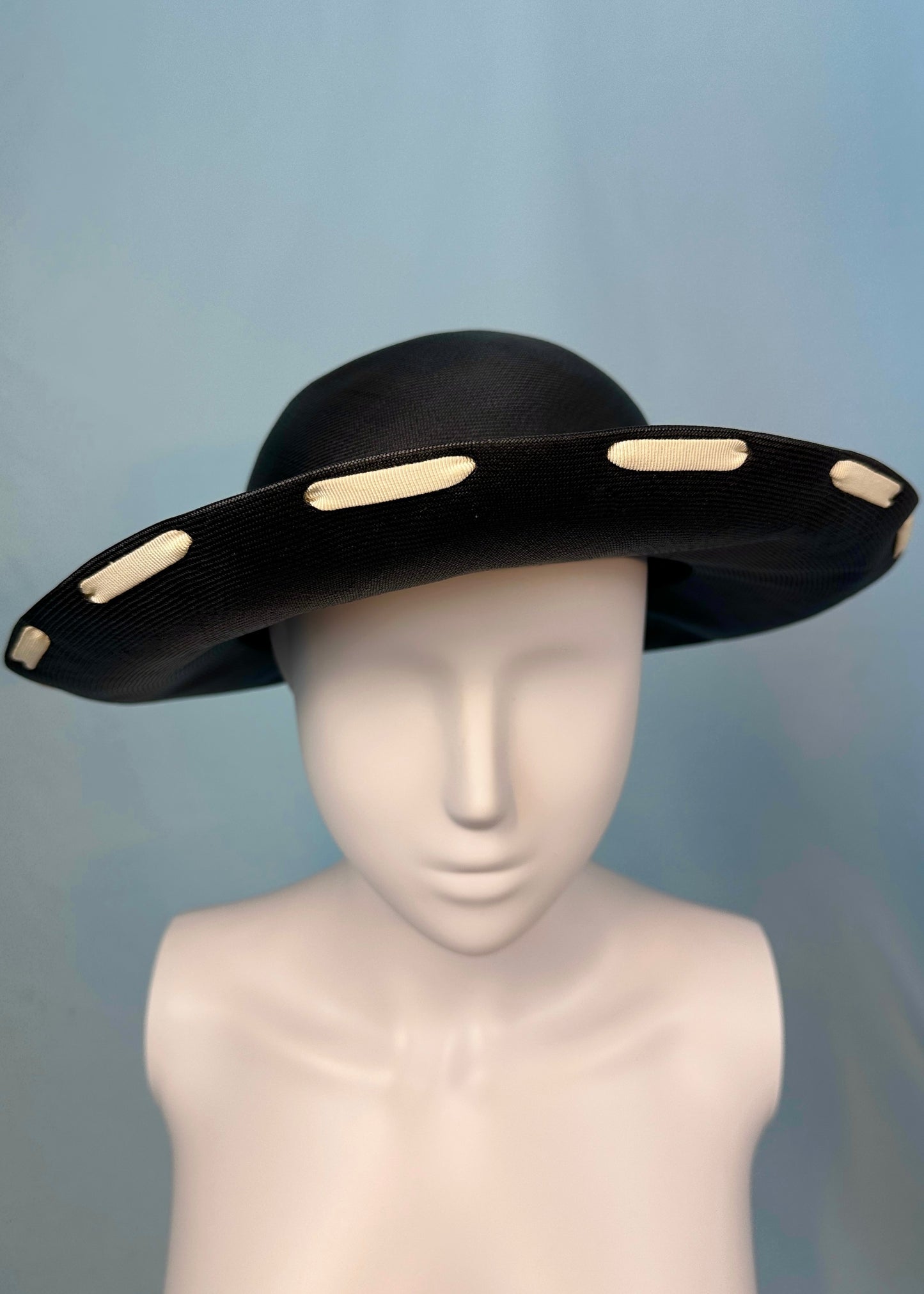 Chanel Early 90’s Navy & White Woven Hat