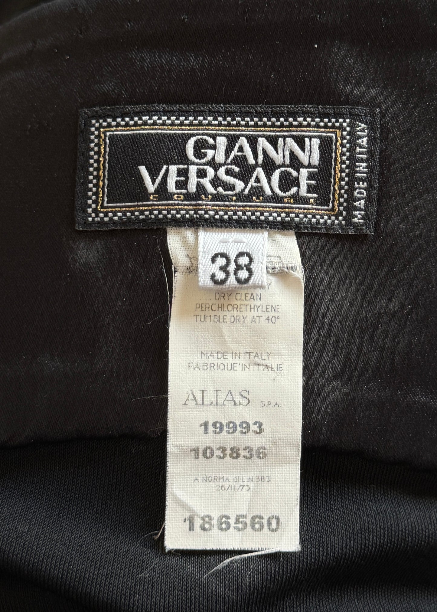 Versace Fall 2001 Black Leather Waistband Midi Skirt